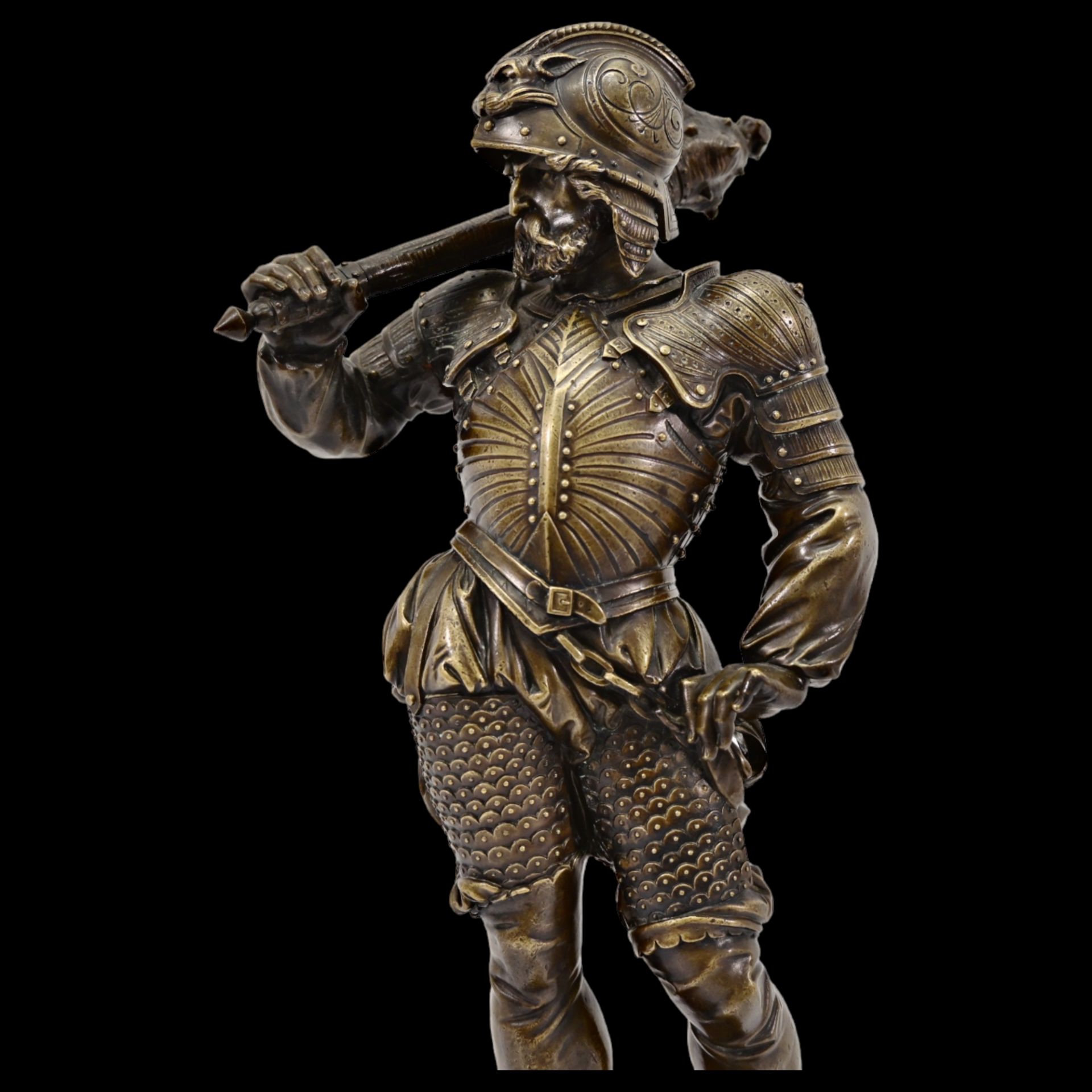 Bronze figure of a 16th century Landschnecht. France, mid 19th century. - Image 6 of 9