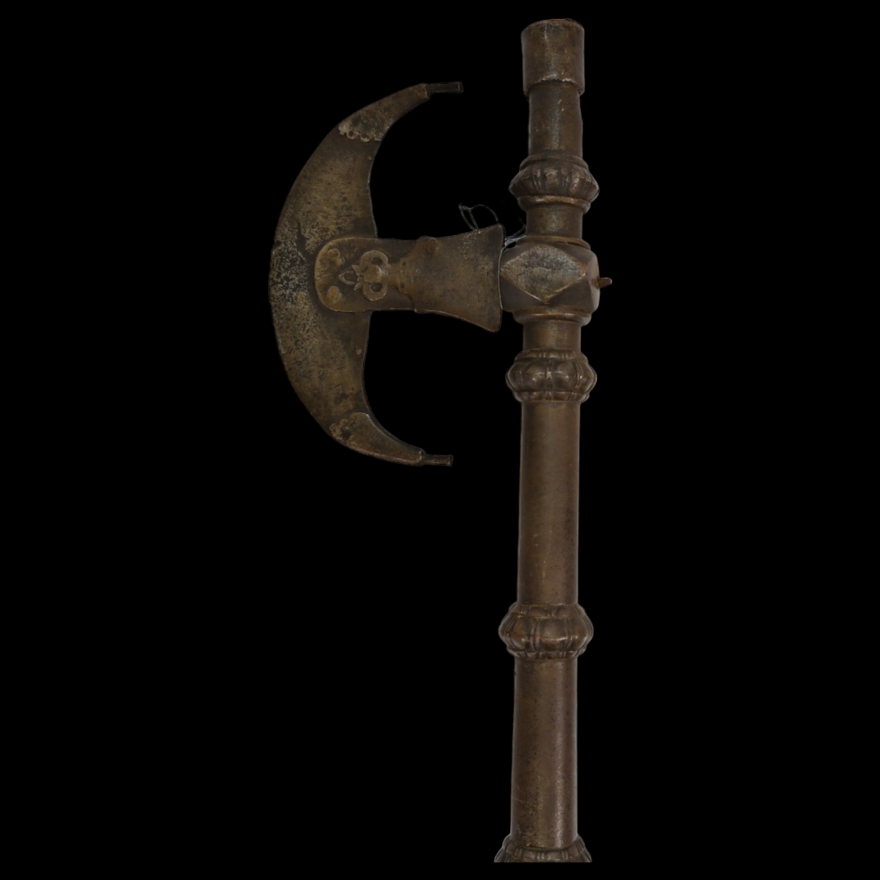A very rare Indian combinated battle axe with matchlock and Khanda sword style handle 18th-19th - Image 4 of 14