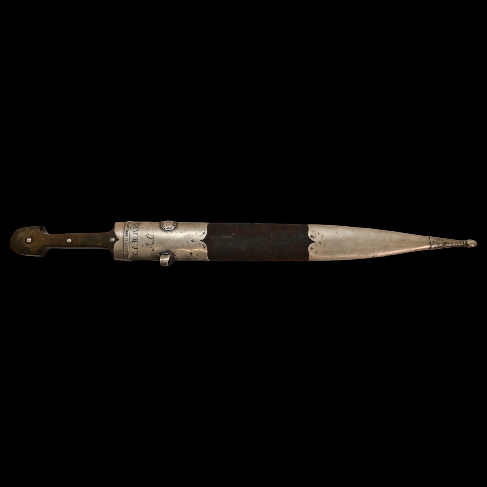 Caucasian Kama Dagger, silver, engraved, niello, His Imperial Majesty's Own Convoy, circa 1900. - Image 7 of 10