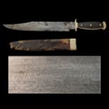 Extra rare and very early Bowie knife of American Gold Miners "Gold Seekers Protector", 1820-30s.