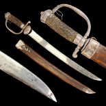 RARE FRENCH HUNTING SABER, CURVED BLADE WITH SILVER HANDLE 19TH C.