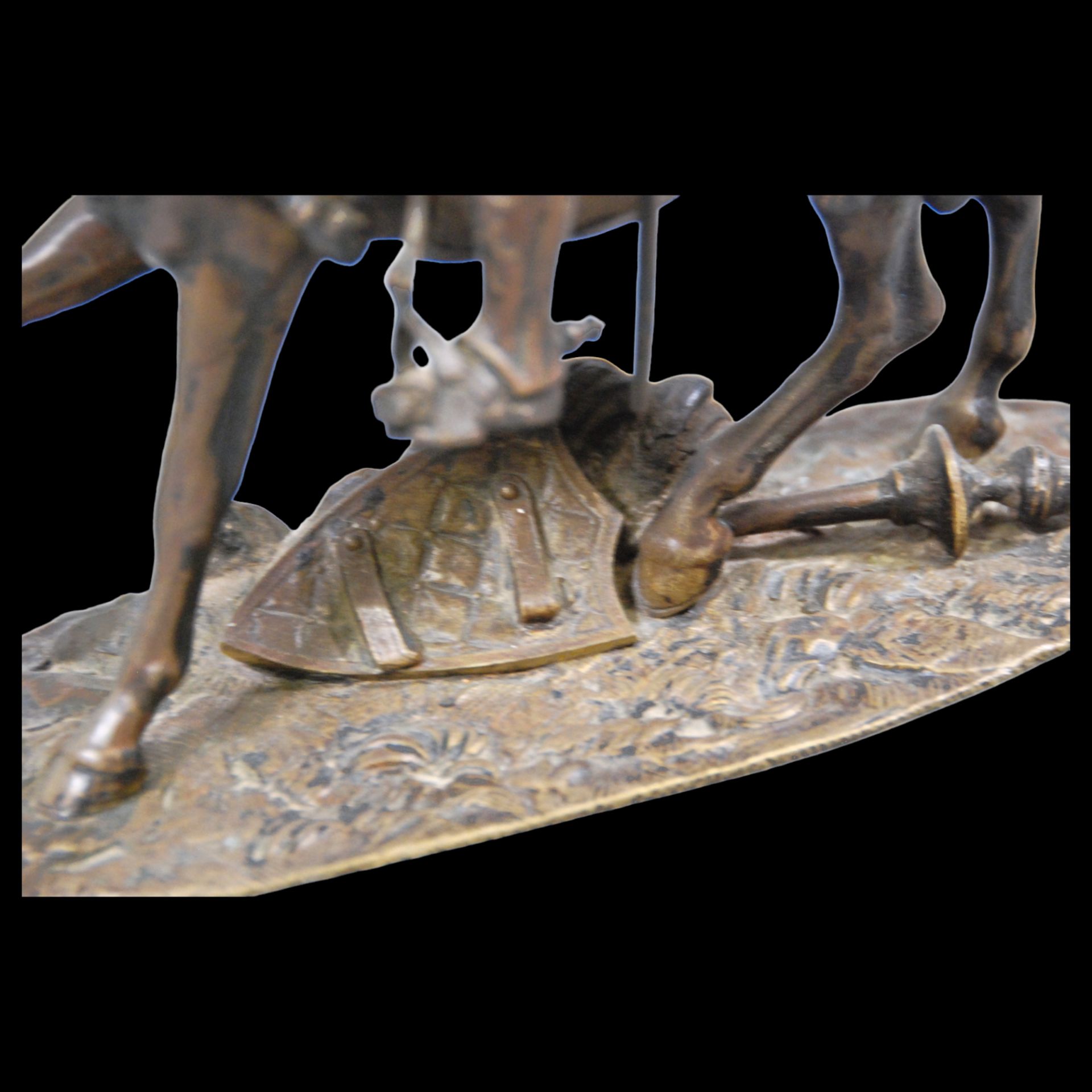 A bronze composition depicting an equestrian knight of the medieval period at a tournament. - Image 7 of 12
