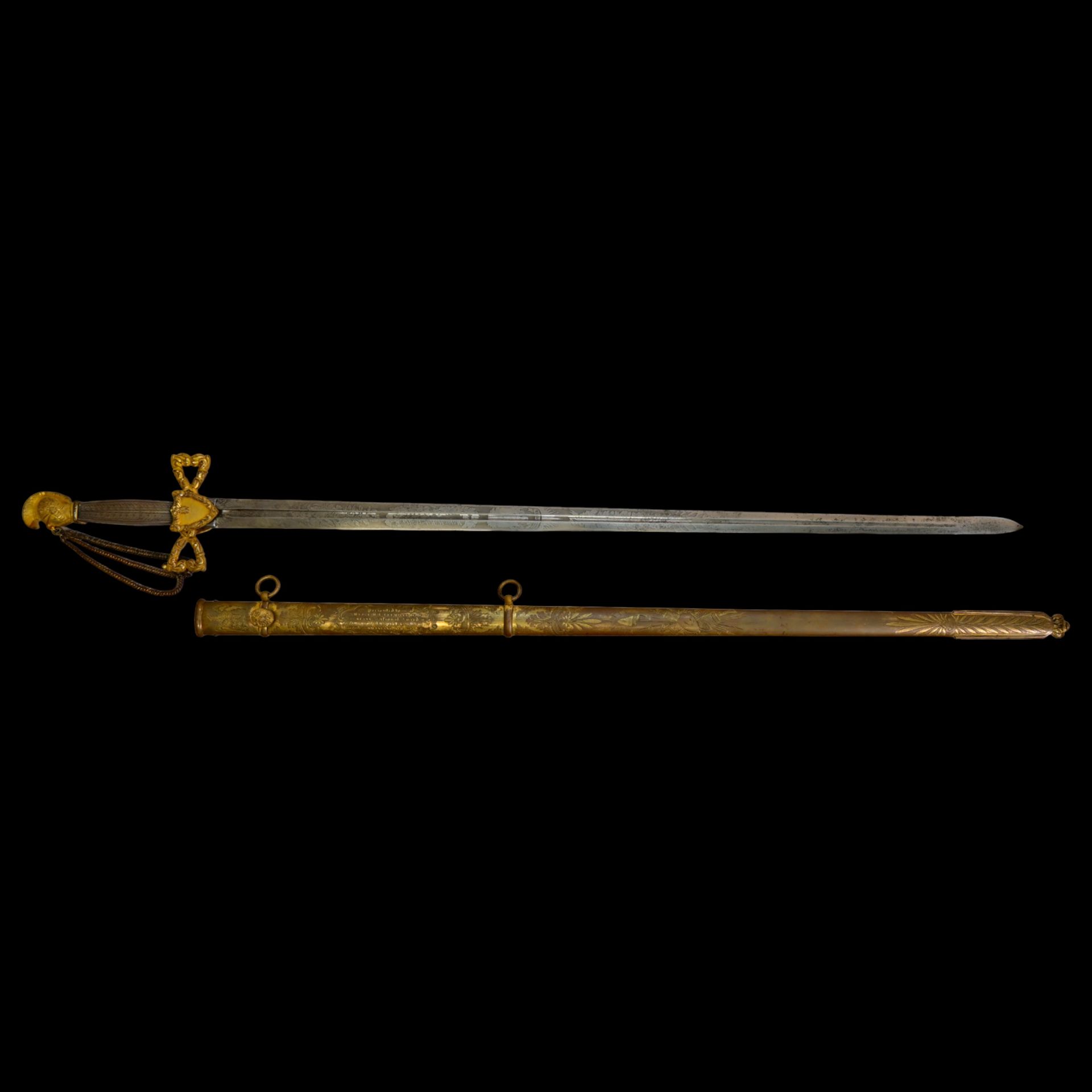 American gilt ceremonial sword, belonged to W.R. Vermilye, 19th century. - Bild 19 aus 19