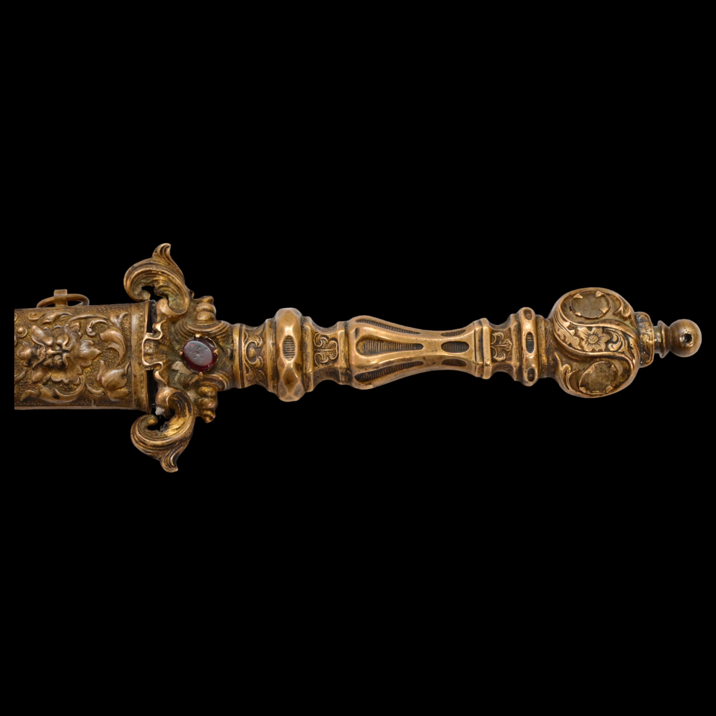 A Very high quality Dagger Renaissance Style Brass with inlaid colored stones, 19th century. - Image 7 of 9
