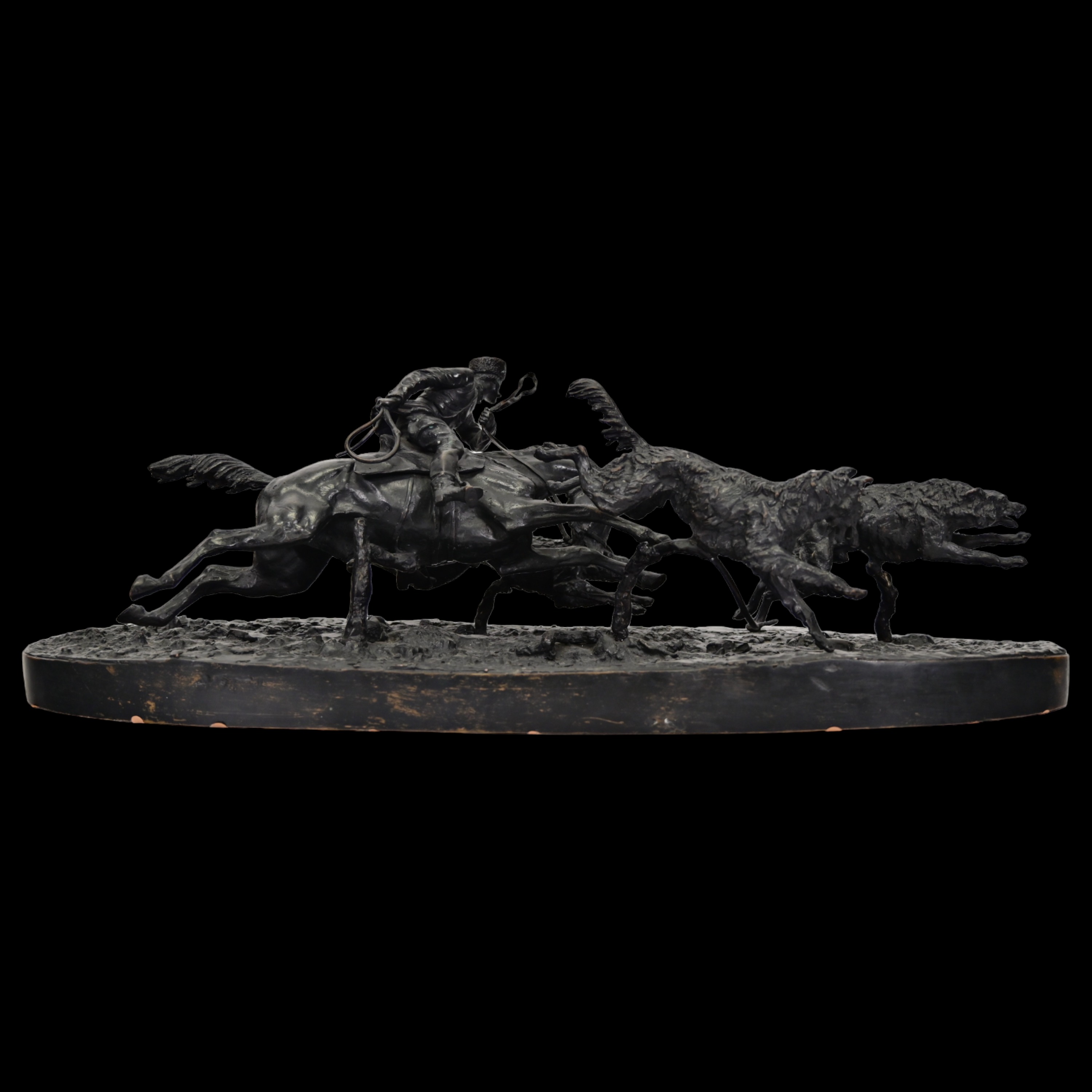 Evgeni Alexandrovich LANCERAY (1848-1886) "Wolf Hunt", Bronze sculpture, Russian Empire, 19th _. - Image 3 of 24