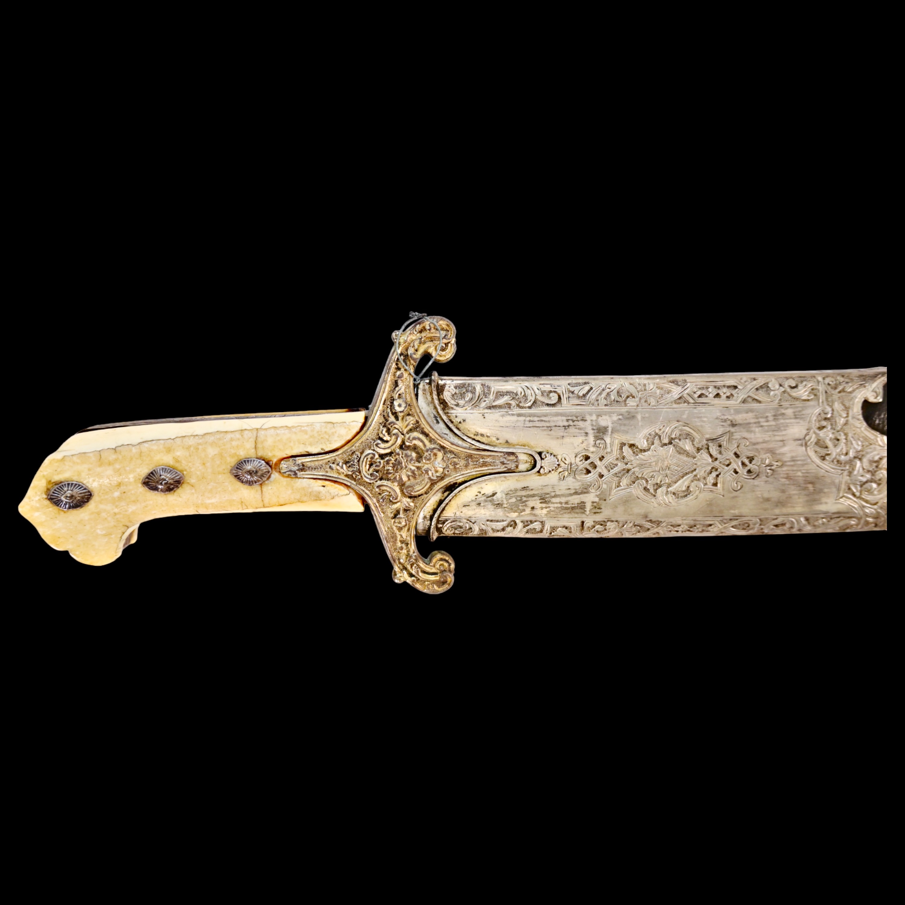 Rare Ottoman saber KARABELA, wootz blade, silver with the tugra of Sultan Ahmed III, early 18th C. - Image 4 of 27