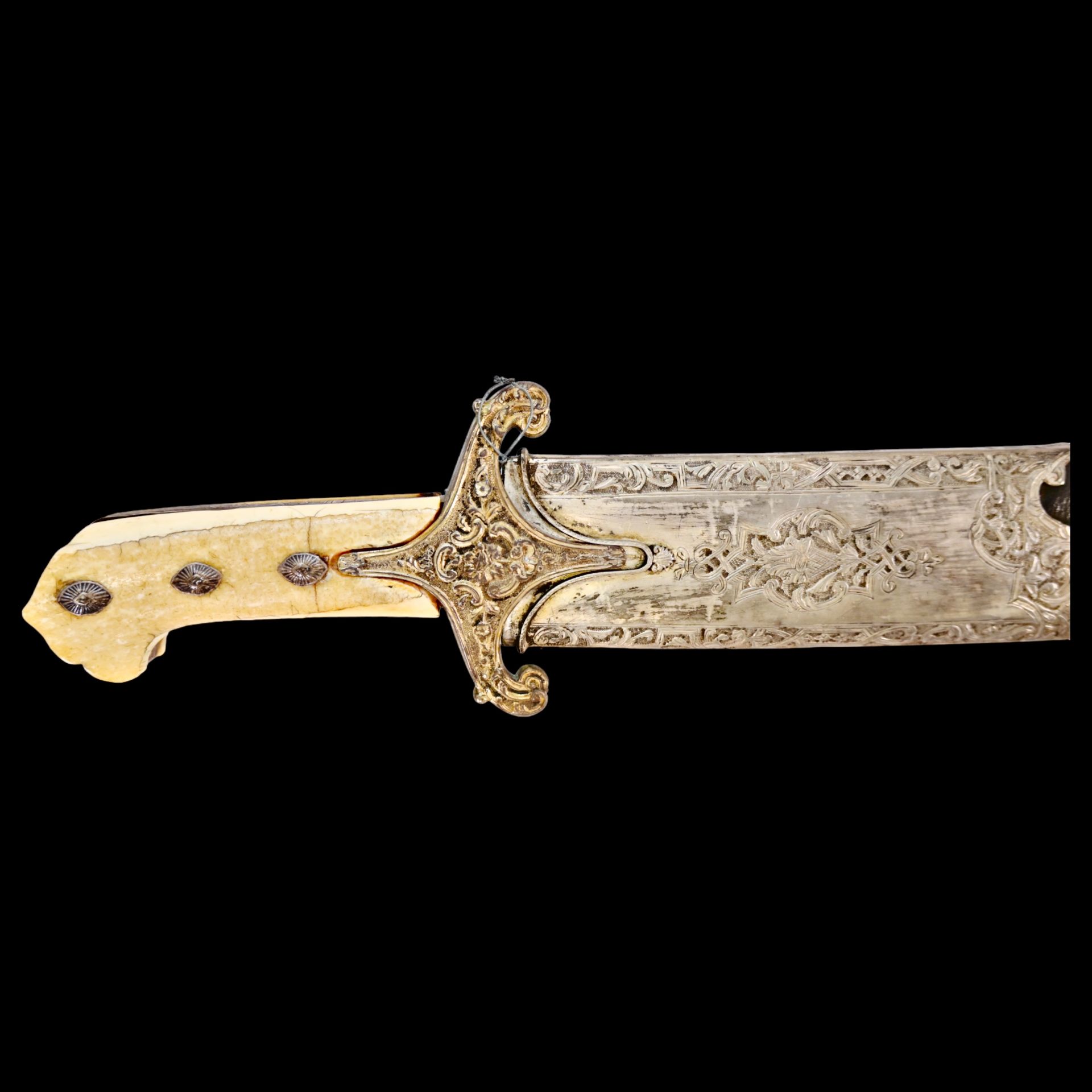 Rare Ottoman saber KARABELA, wootz blade, silver with the tugra of Sultan Ahmed III, early 18th C. - Bild 4 aus 27