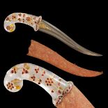 A Rare Mughal gem-set rock crystal hilted dagger with scabbard, India, 18th century.