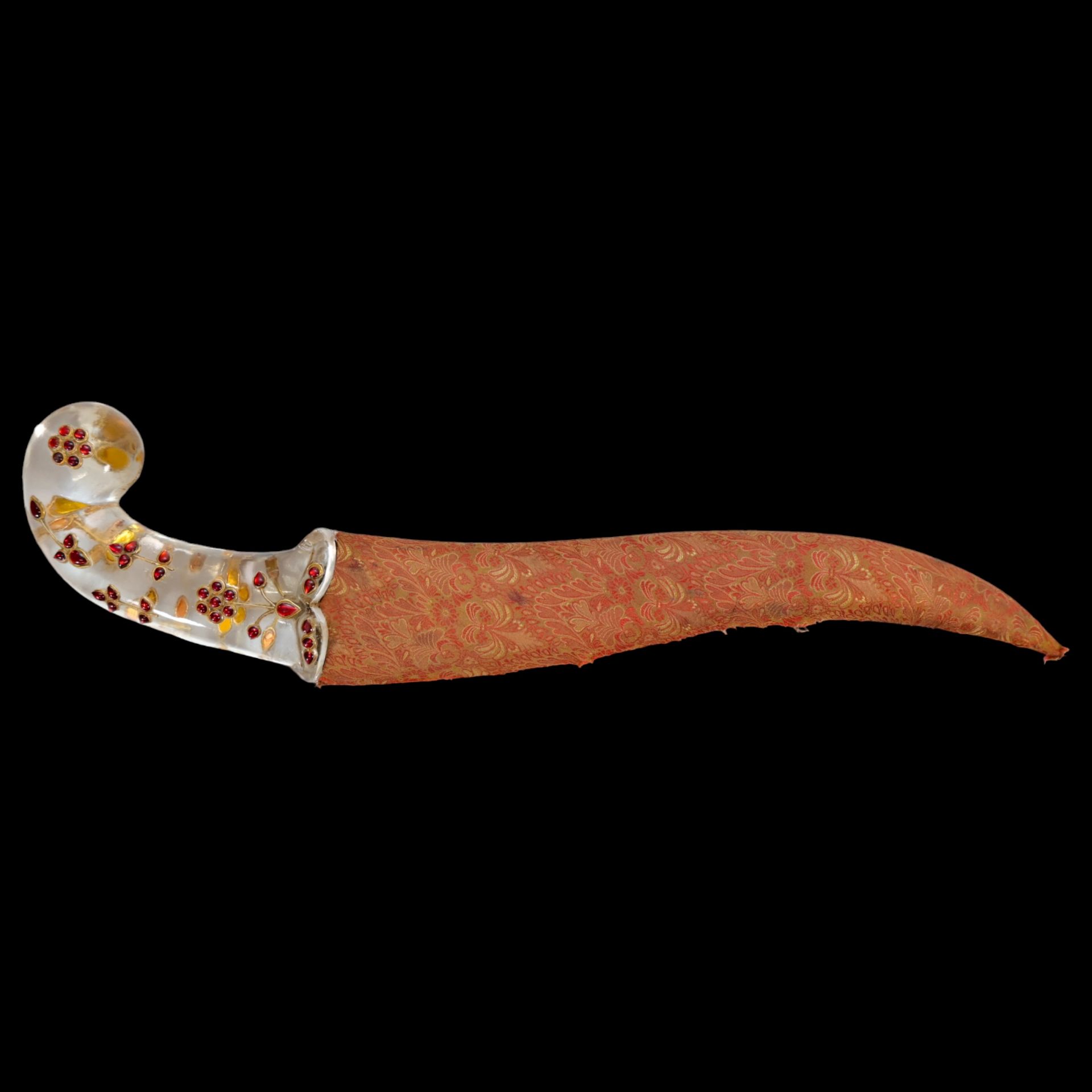 A Rare Mughal gem-set rock crystal hilted dagger with scabbard, India, 18th century. - Image 2 of 13