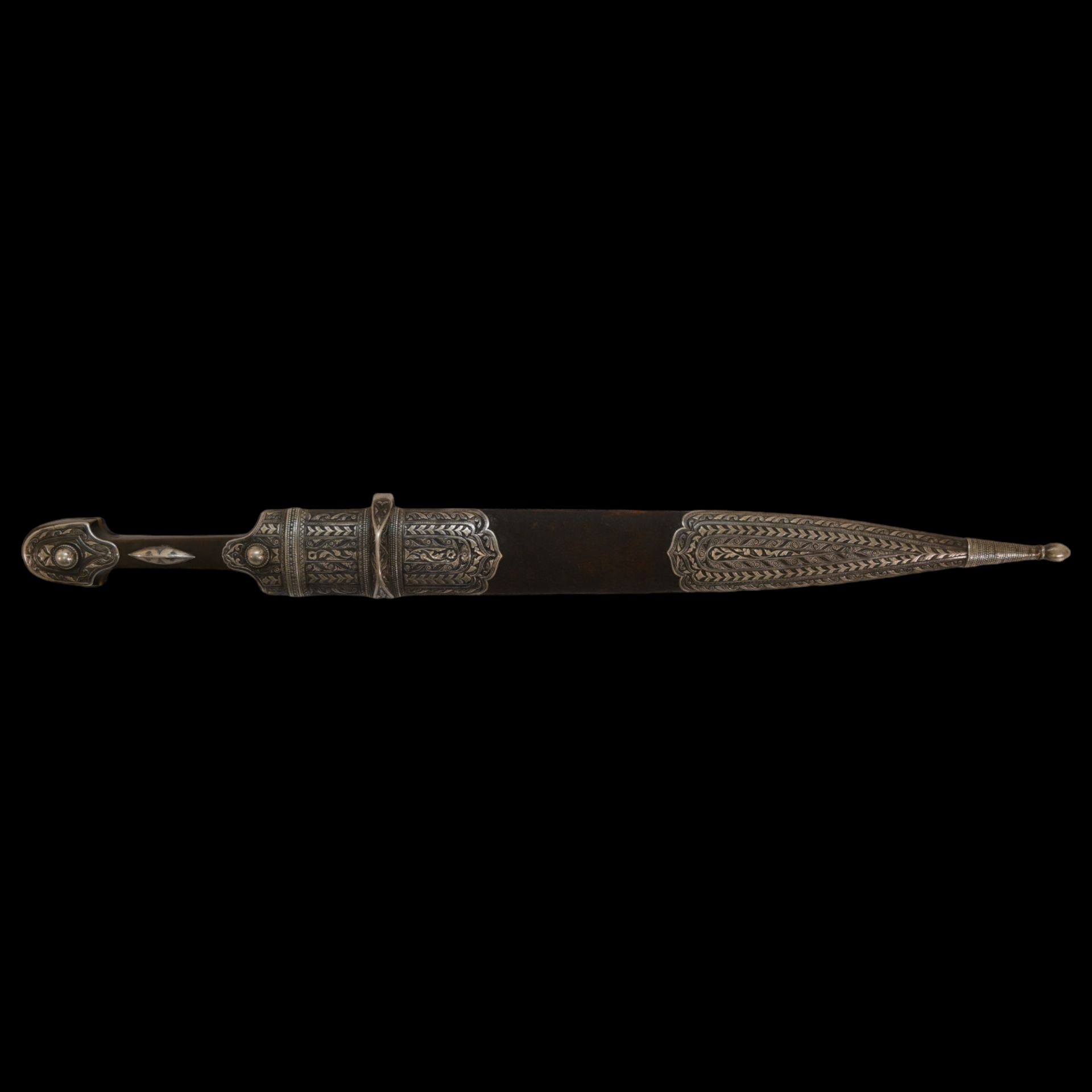 Caucasian Kama Dagger, silver, engraved, niello, His Imperial Majesty's Own Convoy, circa 1900. - Image 2 of 10