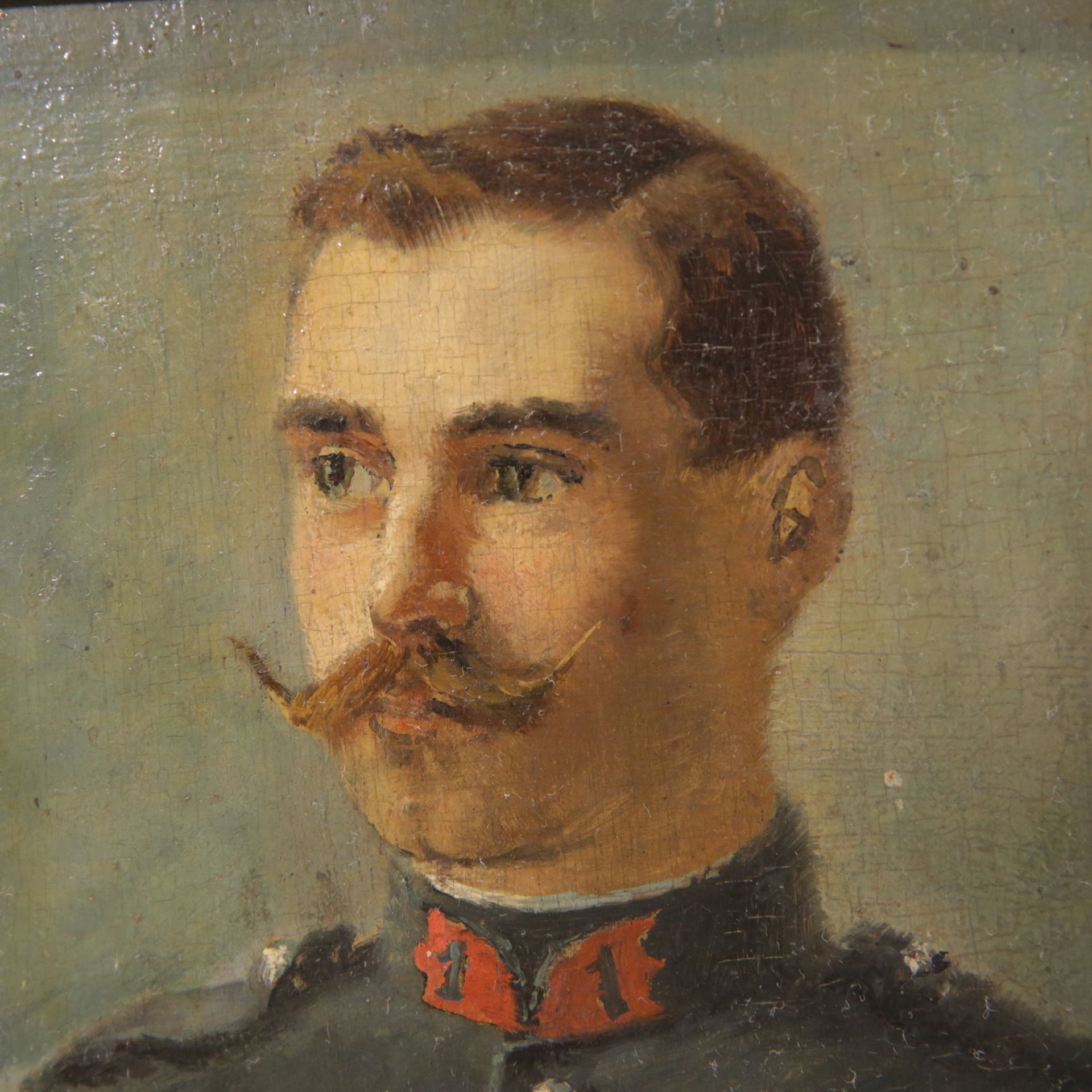 "Portrait of a soldier", oil on wood, French painting of the late 19th century. - Bild 2 aus 3