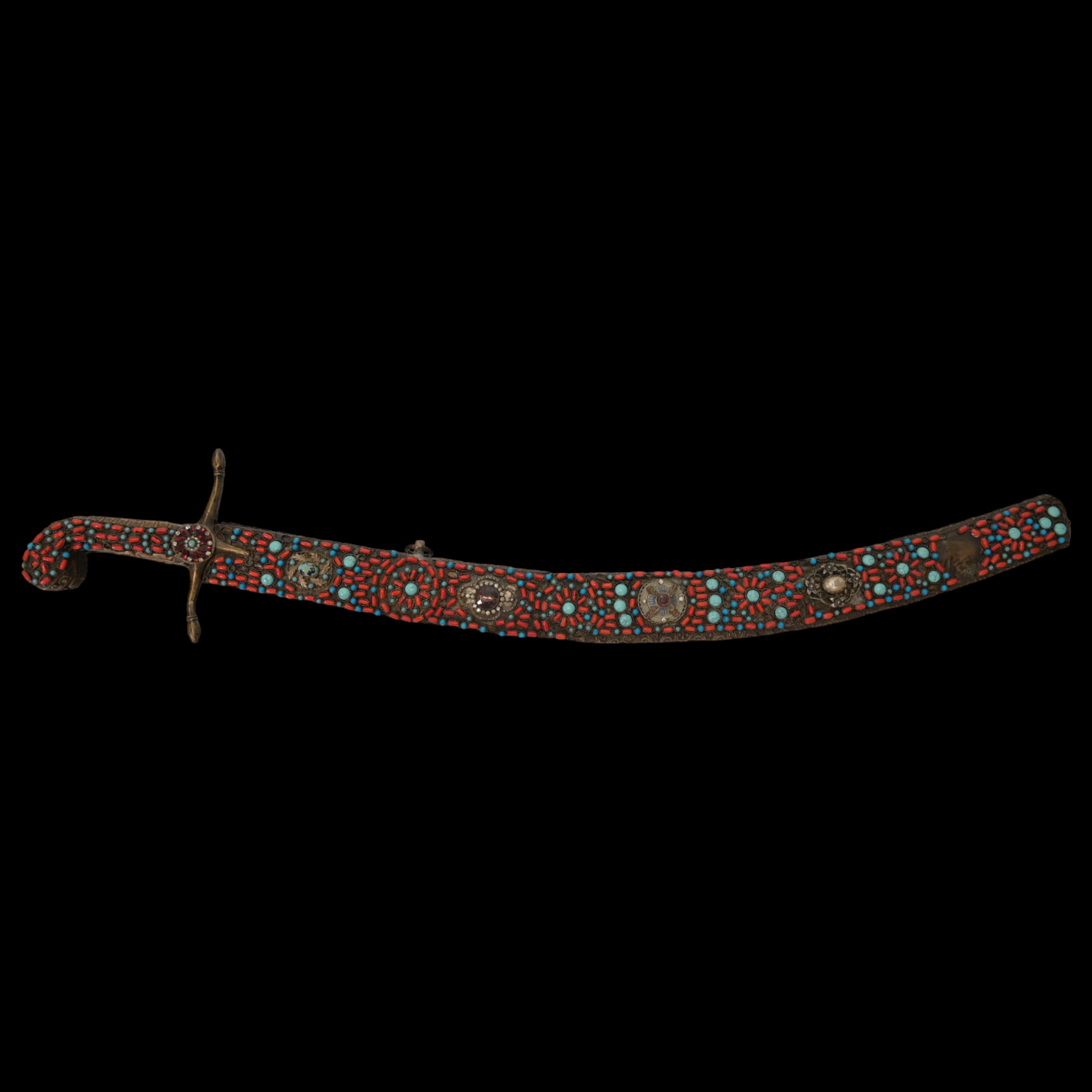 Rare Ottoman sword, Kilij, Pala, decorated with corals and turquoise, Turkey, Trabzon, around 1800. - Image 2 of 31