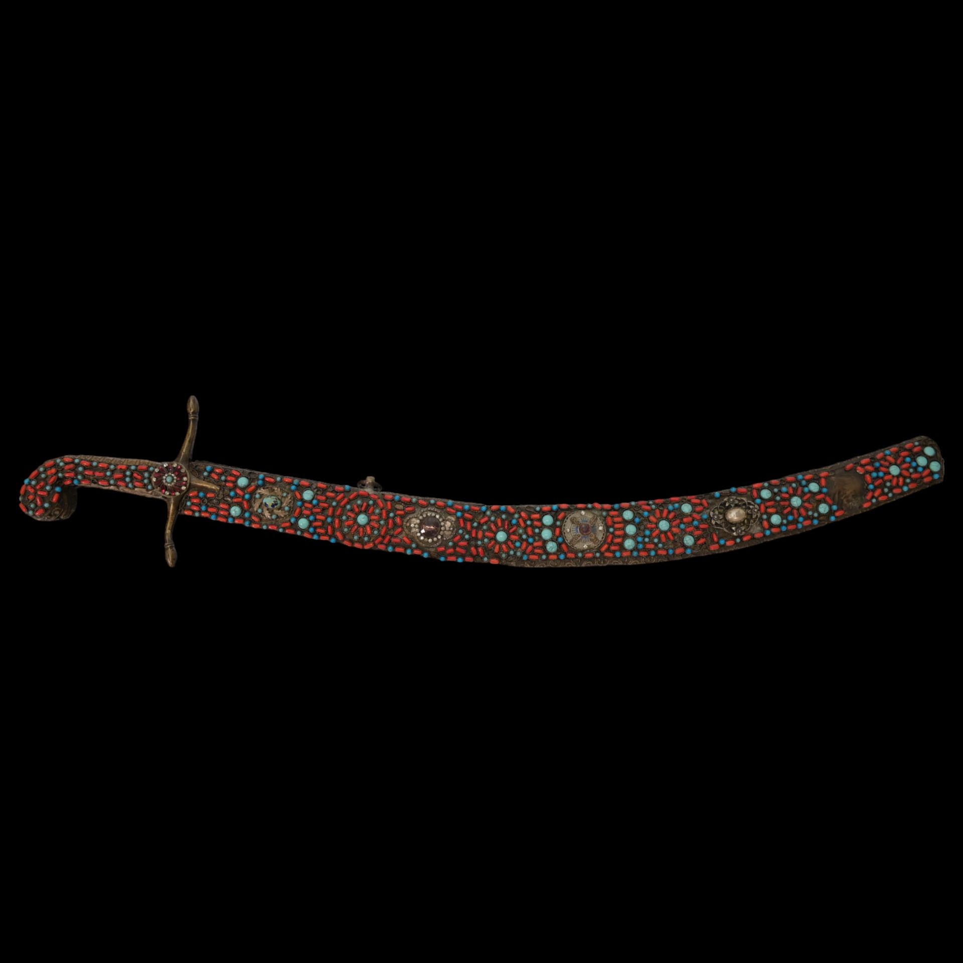 Rare Ottoman sword, Kilij, Pala, decorated with corals and turquoise, Turkey, Trabzon, around 1800. - Bild 2 aus 31