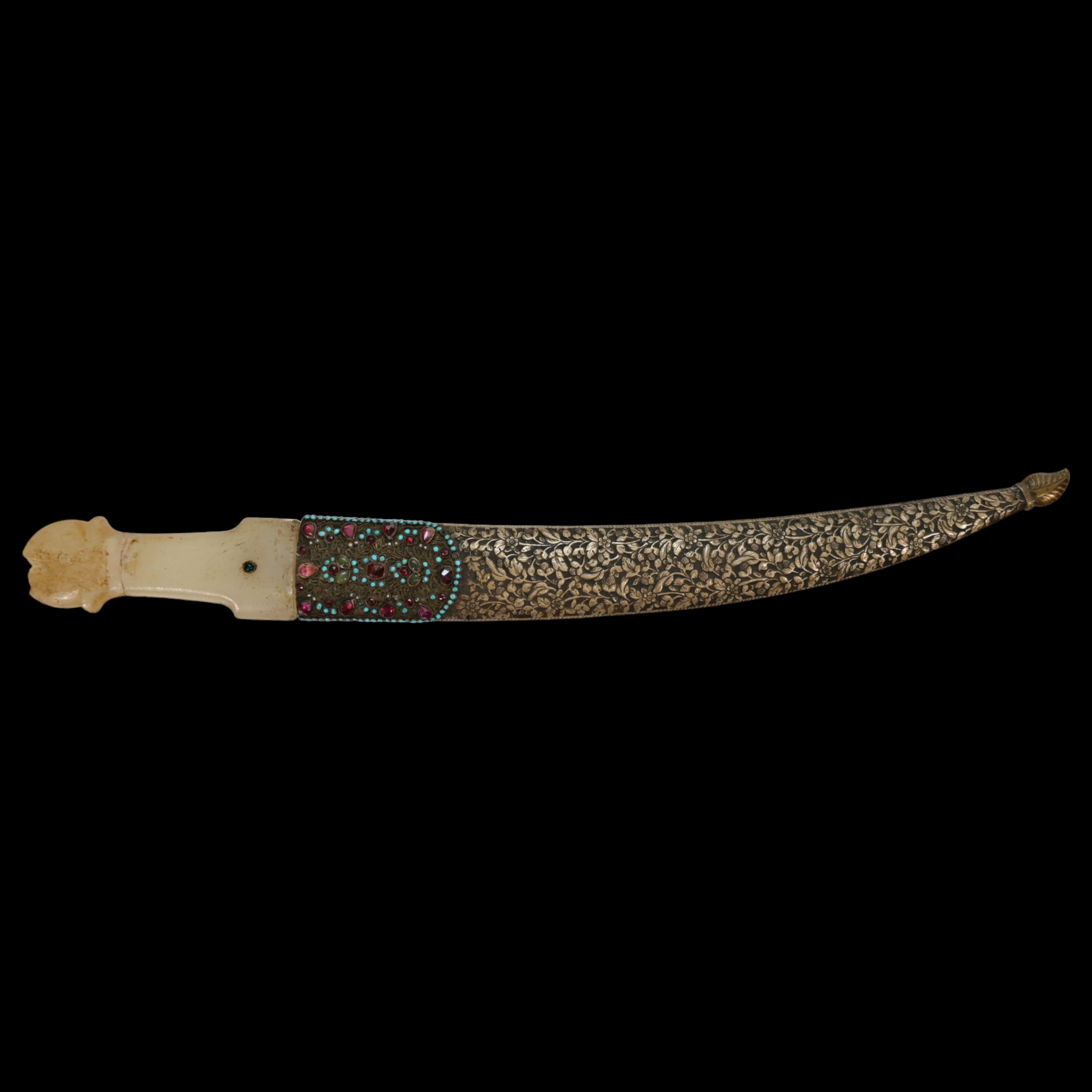 Very rare Dagger with jade handle, Wootz blade, precious stones and gold, Ottoman Empire, 18th C. - Image 2 of 19