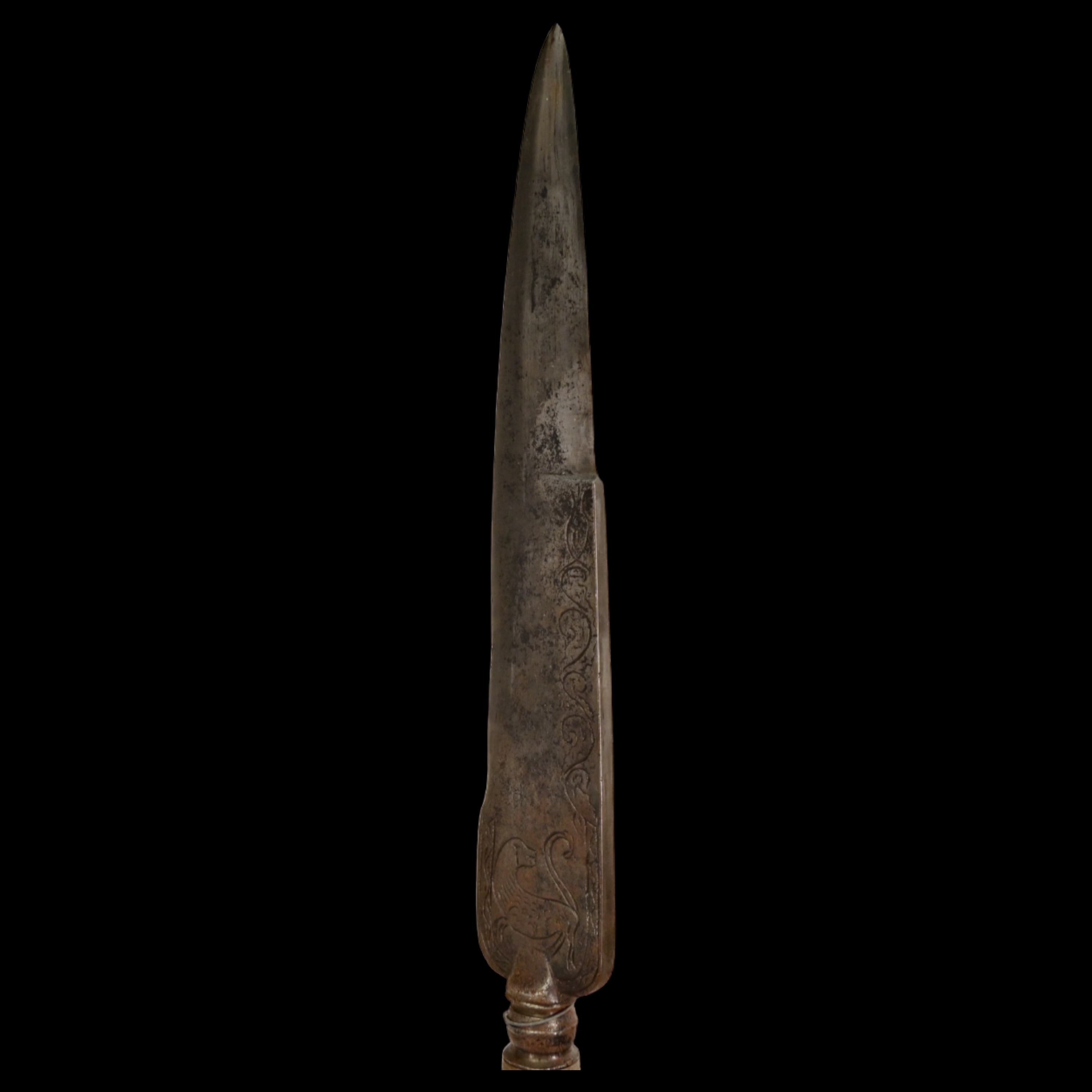A Italian hunting knife, late 18th C., with engraving on the blade, horn handle in a silver mounting - Image 9 of 9