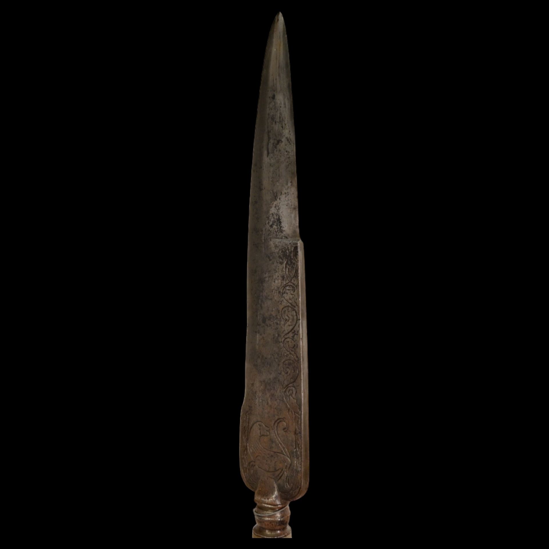 A Italian hunting knife, late 18th C., with engraving on the blade, horn handle in a silver mounting - Bild 9 aus 9