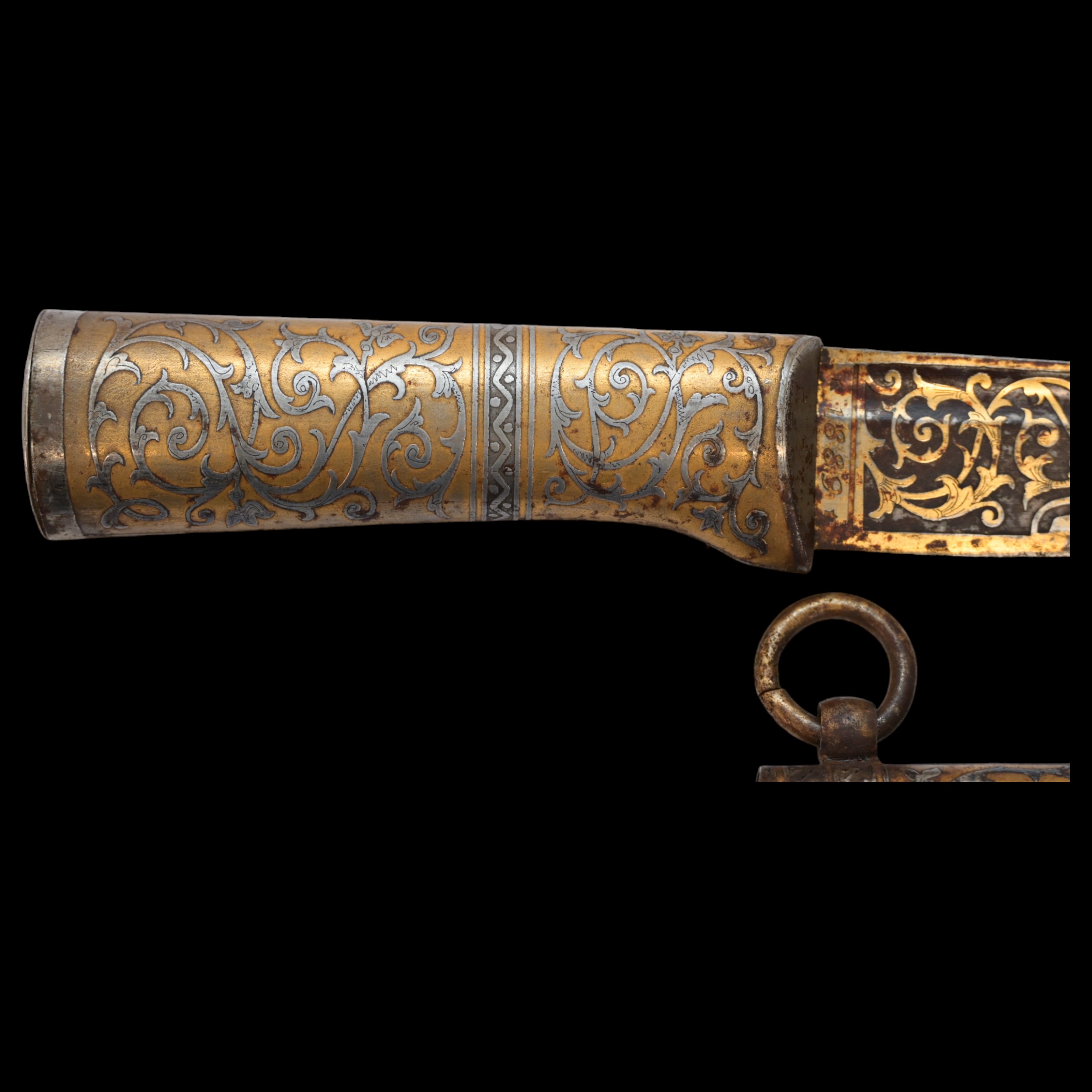 RARE HUNTING KNIFE, DECORATED WITH GOLD AND BLUE, RUSSIAN EMPIRE, ZLATOUST, 1889. - Image 18 of 26