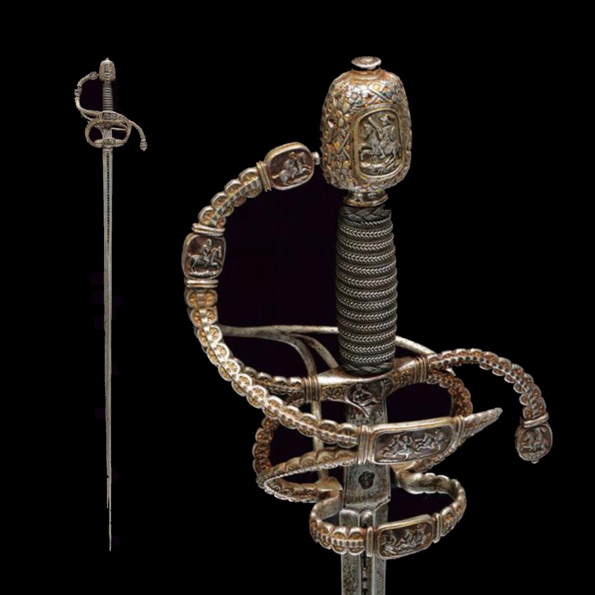 A magnificent swept hilt rapier in the style of Othmar Wetter