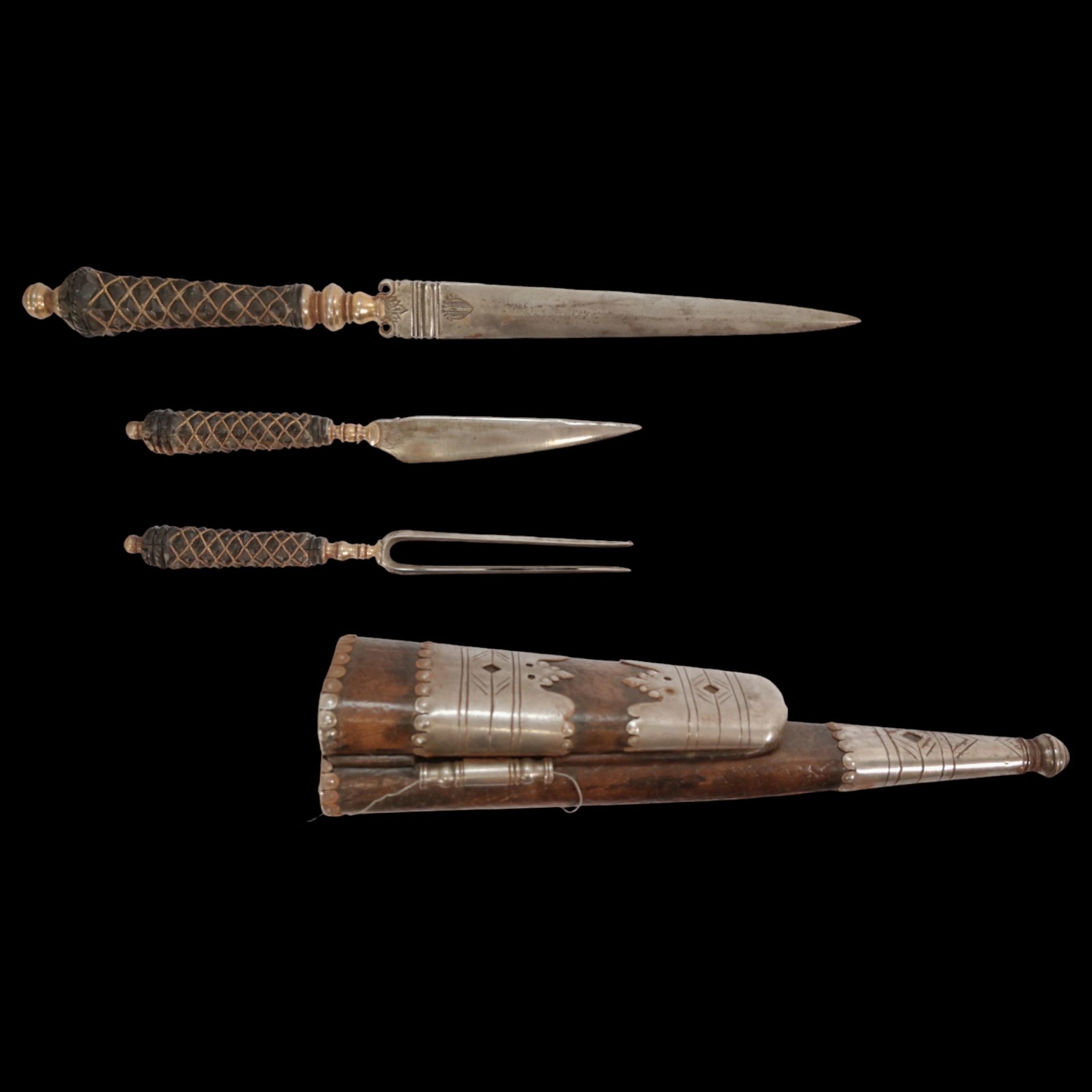 Set of French hunting cutlery from the 18th century.