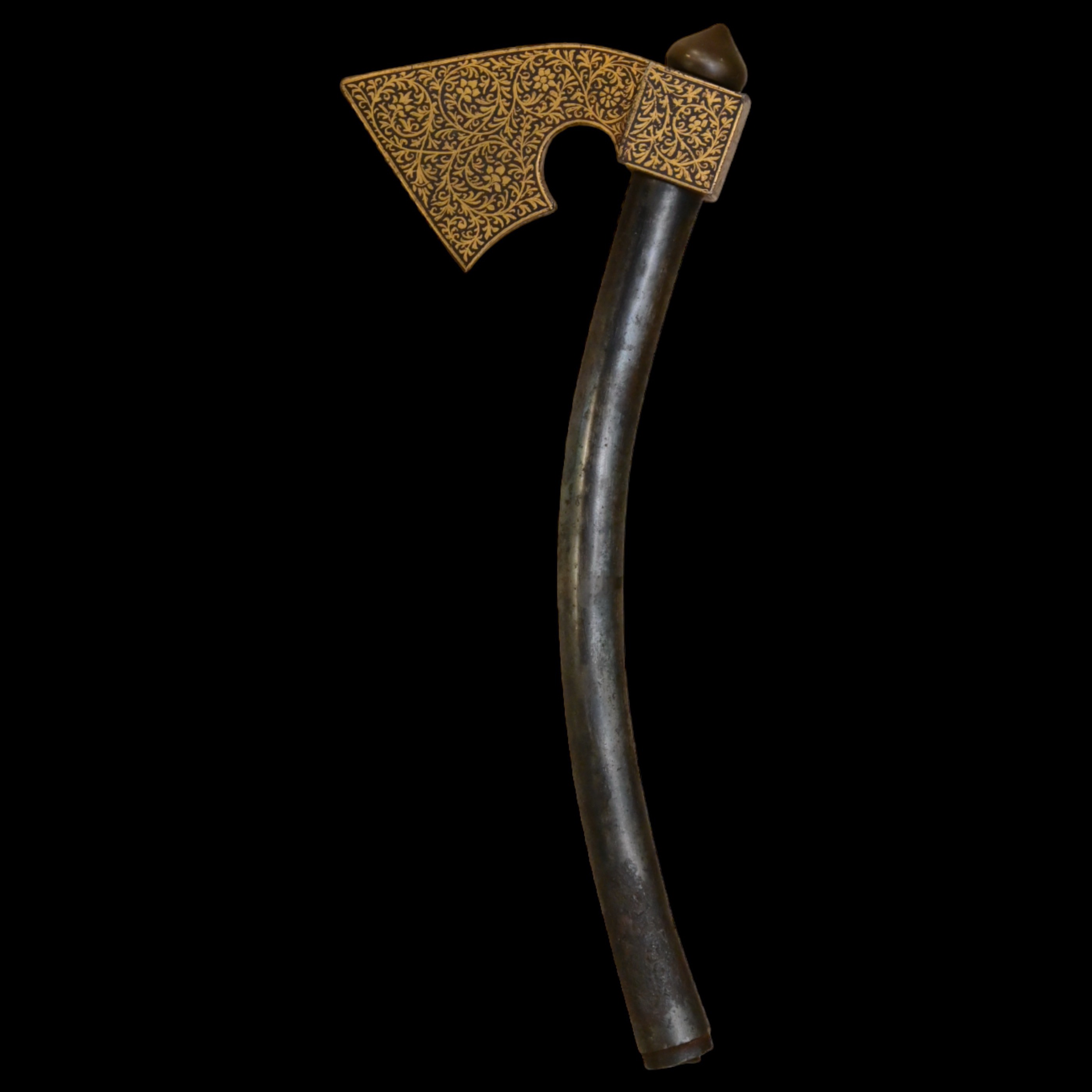 A very rare ceremonial ax decorated with a golden kofgari. Indo-Persian region 18th-19th century. - Image 2 of 6