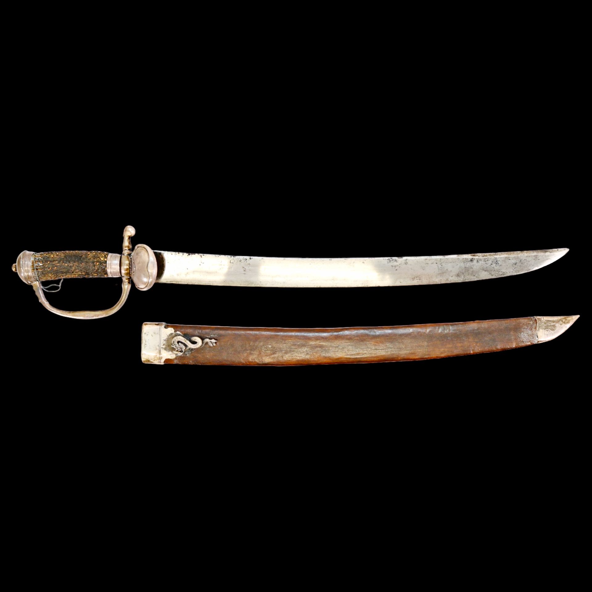 RARE FRENCH HUNTING SABER, CURVED BLADE WITH SILVER HANDLE 19TH C. - Bild 13 aus 19