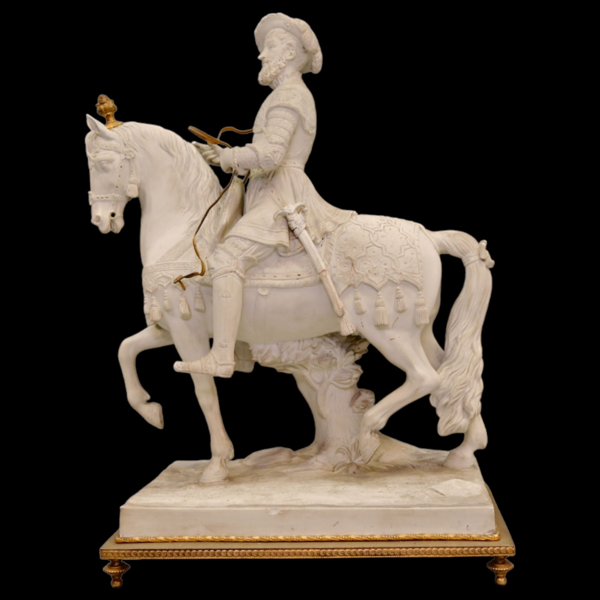 Porcelain (bisquit) equestrian statue of french king Francis I. - Image 2 of 8