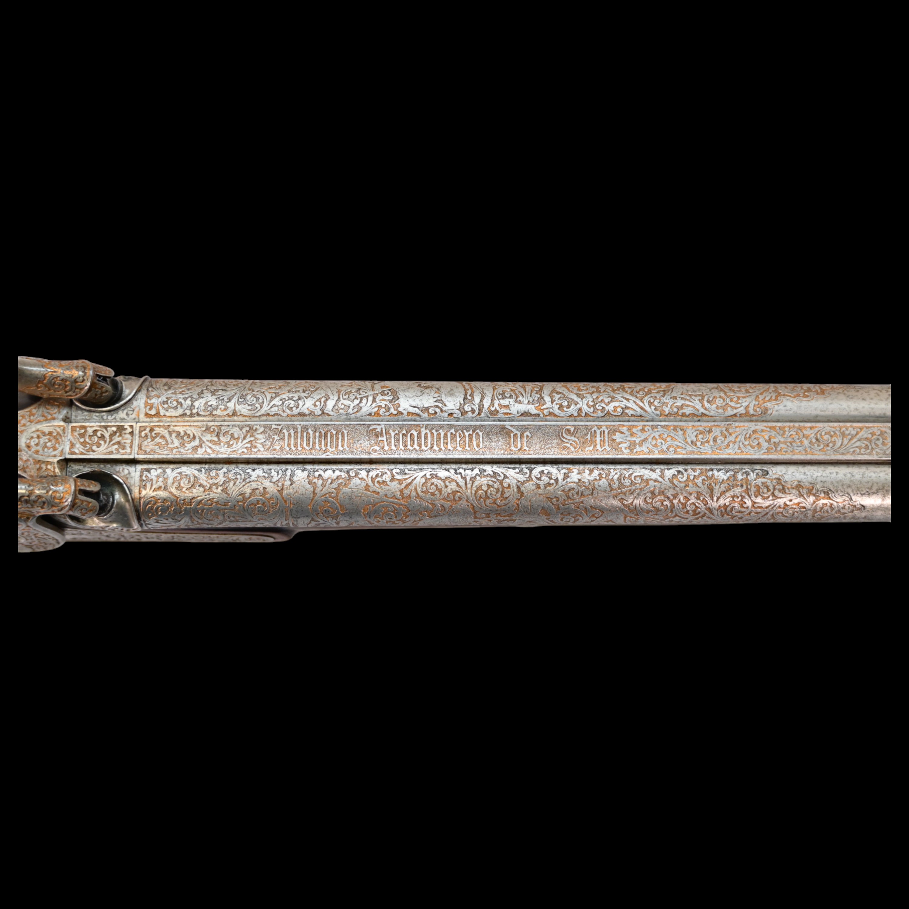 Rare Double-barrel percussion shotgun, Eusebio Zuloaga, royal gunsmith, Spain, mid-19th century. - Image 17 of 26