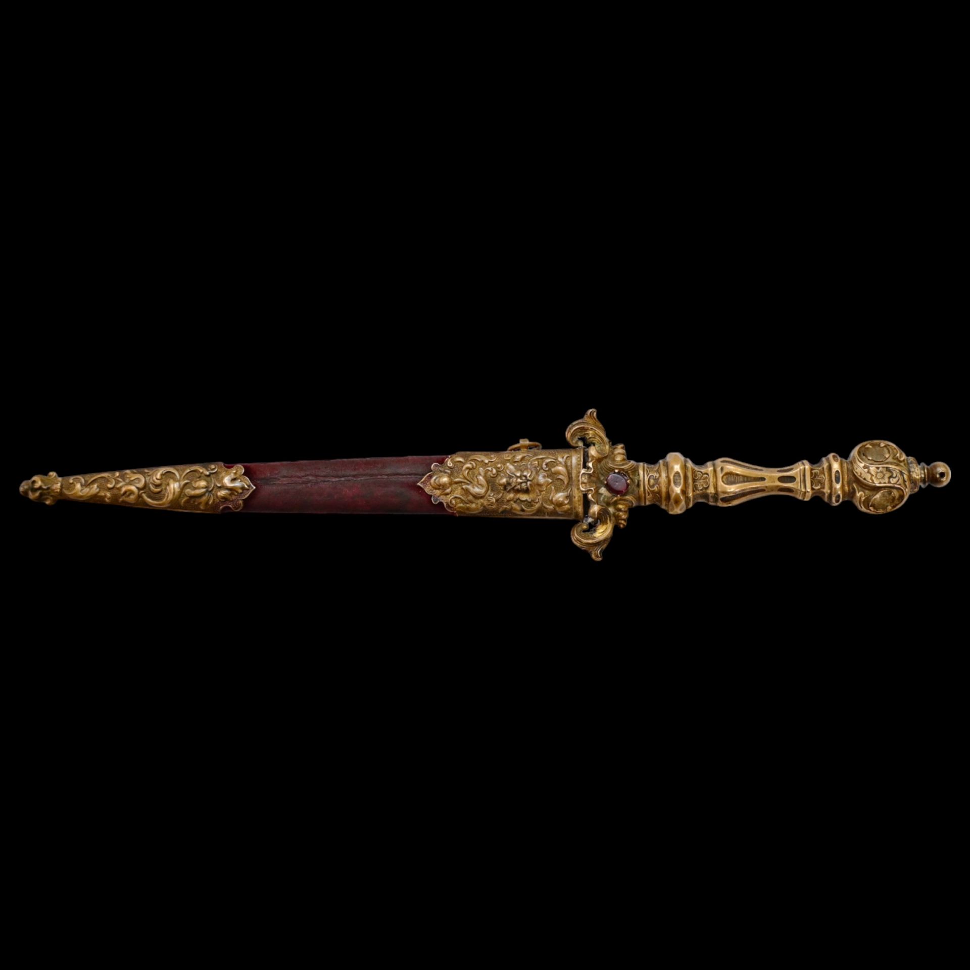 A Very high quality Dagger Renaissance Style Brass with inlaid colored stones, 19th century. - Bild 6 aus 9