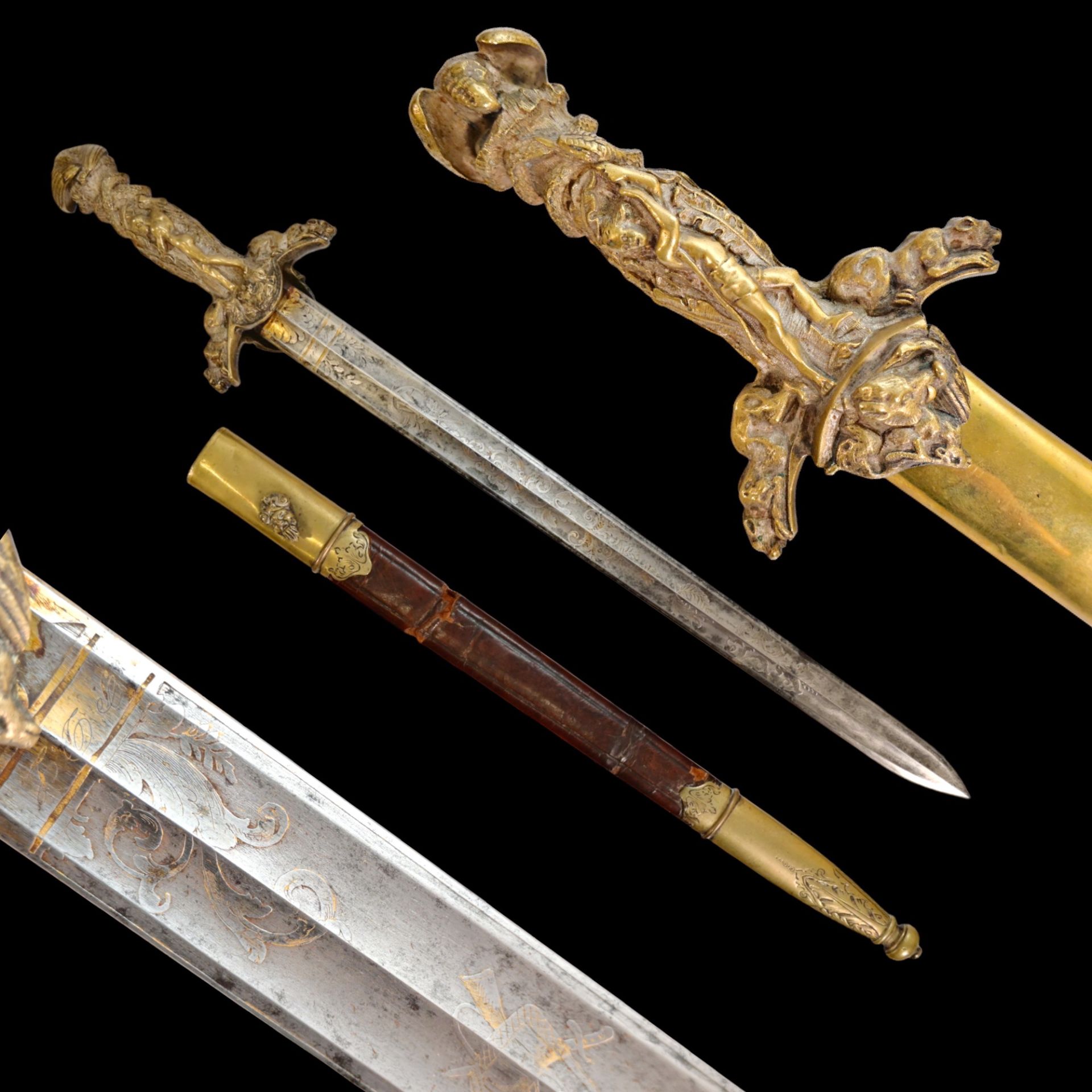 German short hunting sword, P D Luneschloss, Solingen, Germany, second quarter of the 19th century.