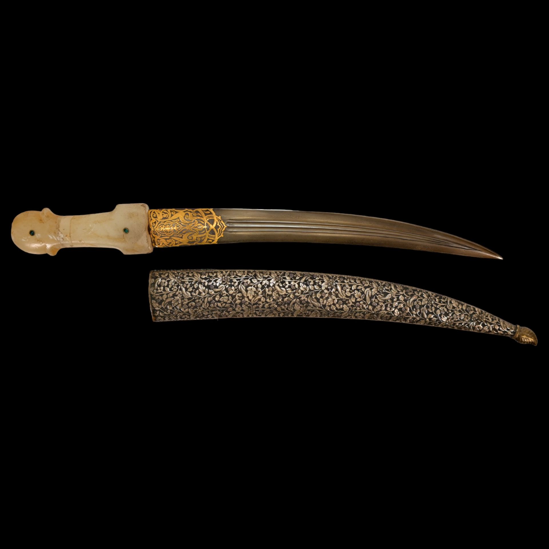 Very rare Dagger with jade handle, Wootz blade, precious stones and gold, Ottoman Empire, 18th C. - Bild 10 aus 19
