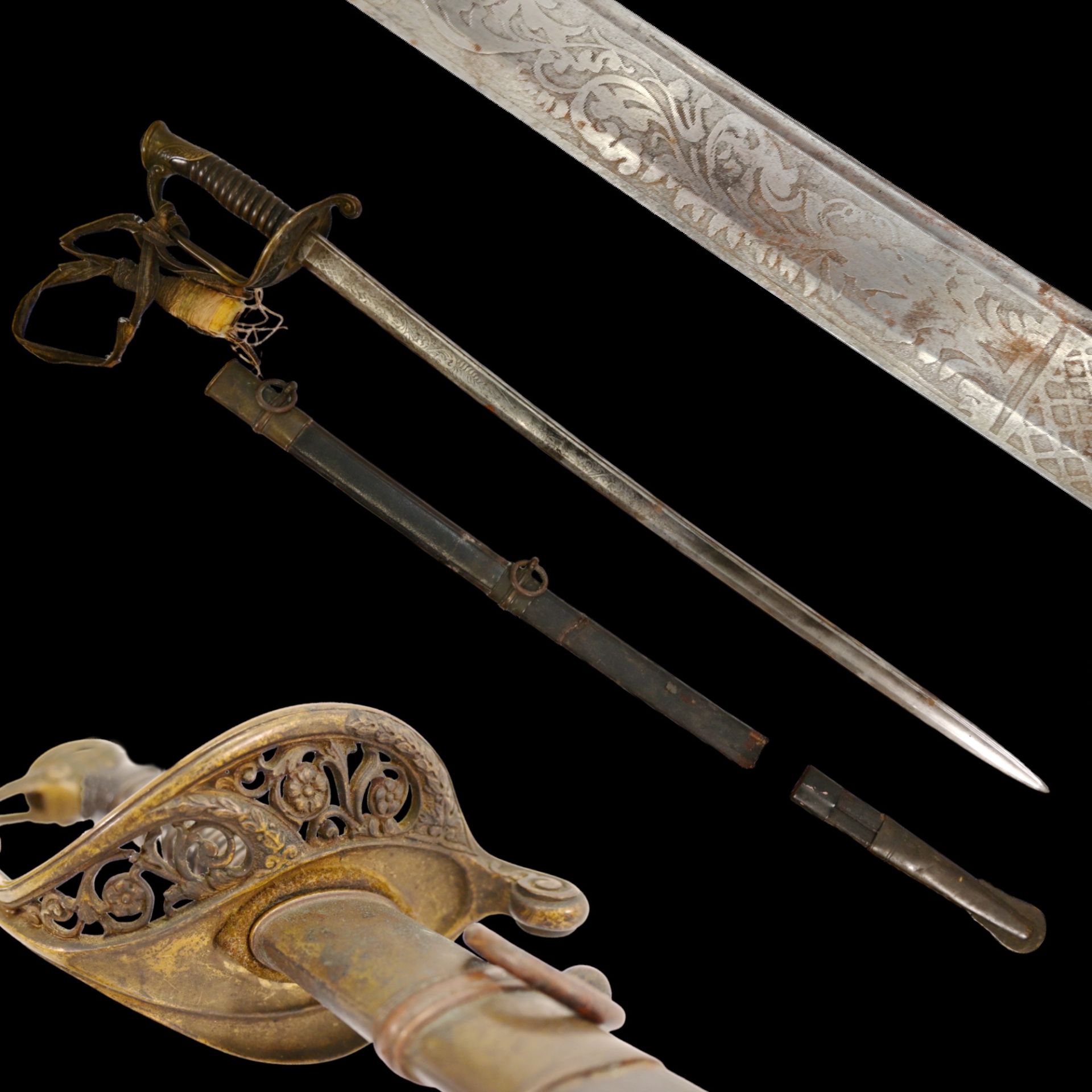 Civil War period M1850 foot officer's sword, Klingenthal belonged to Capt. S. Zuschlag.