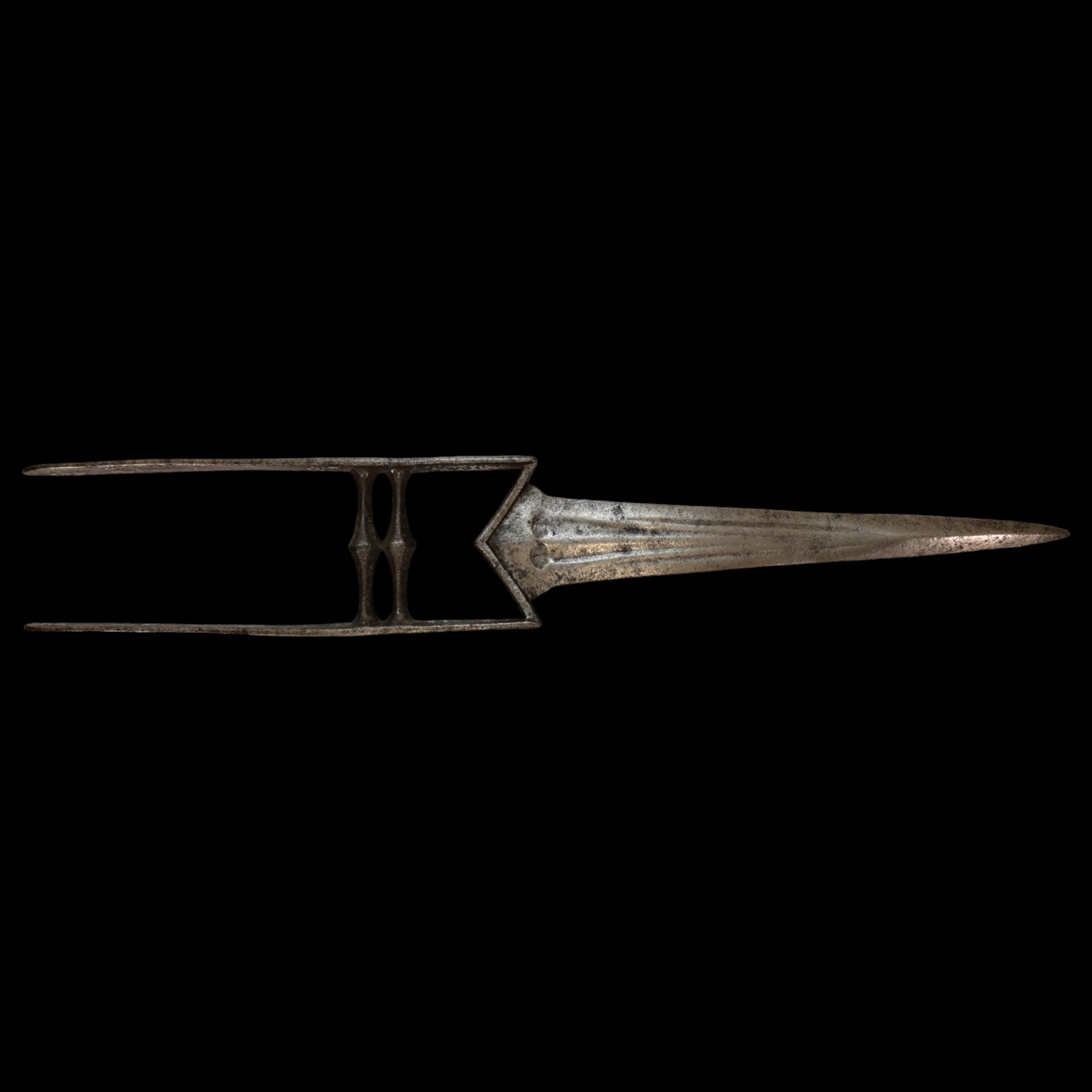 Indian Katar dagger, 18 century. Silver inlay. - Image 3 of 7