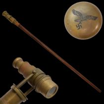 Extra Rare Walking Stick, Spyglass cane, Nazi Germany, 20th century.