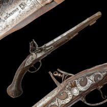 Belgian flintlock pistol, Gunsmith Gilles Massin, second quarter of 18th Century.