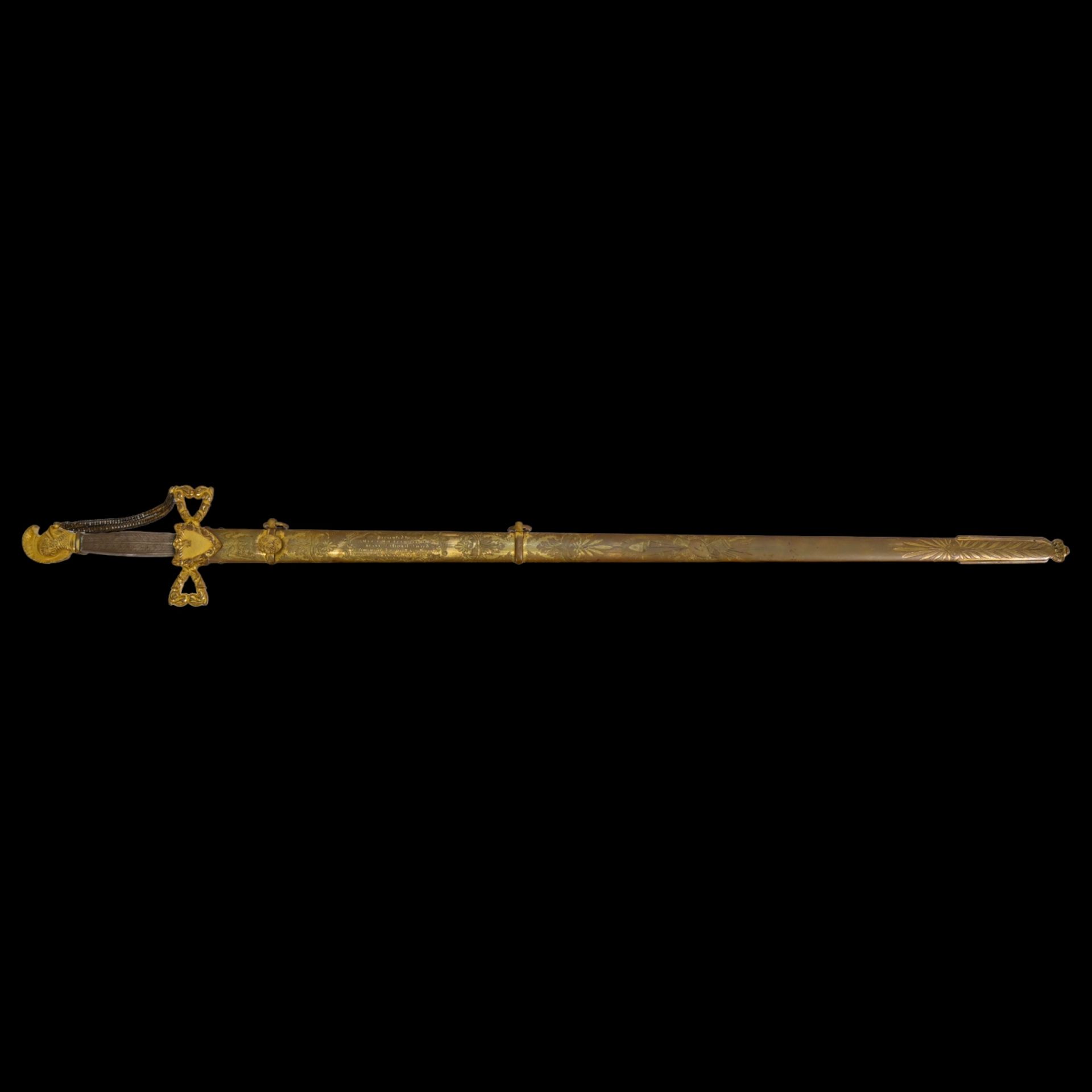 American gilt ceremonial sword, belonged to W.R. Vermilye, 19th century. - Bild 2 aus 19
