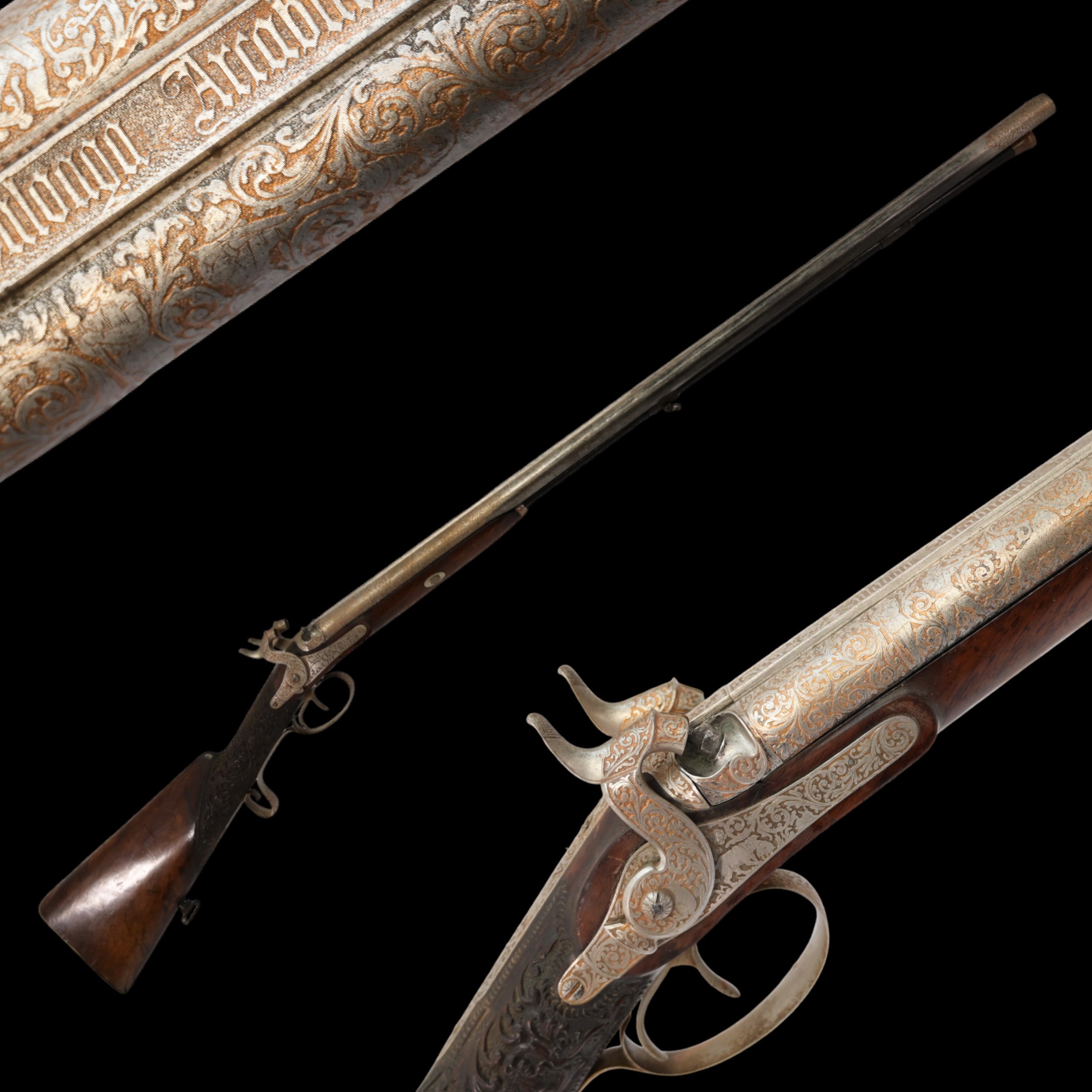 Rare Double-barrel percussion shotgun, Eusebio Zuloaga, royal gunsmith, Spain, mid-19th century.