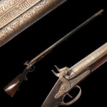 Rare Double-barrel percussion shotgun, Eusebio Zuloaga, royal gunsmith, Spain, mid-19th century.