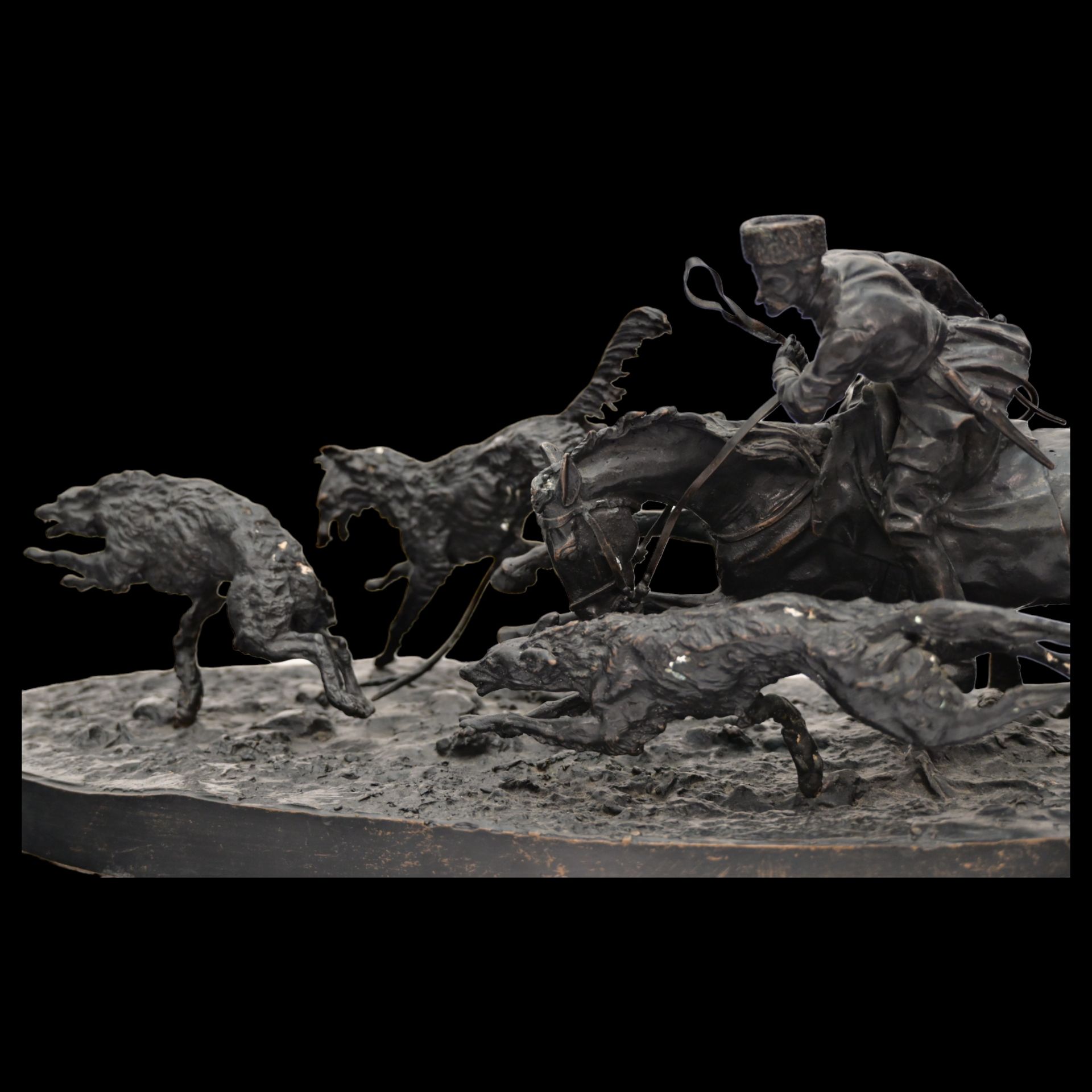 Evgeni Alexandrovich LANCERAY (1848-1886) "Wolf Hunt", Bronze sculpture, Russian Empire, 19th _. - Image 11 of 24