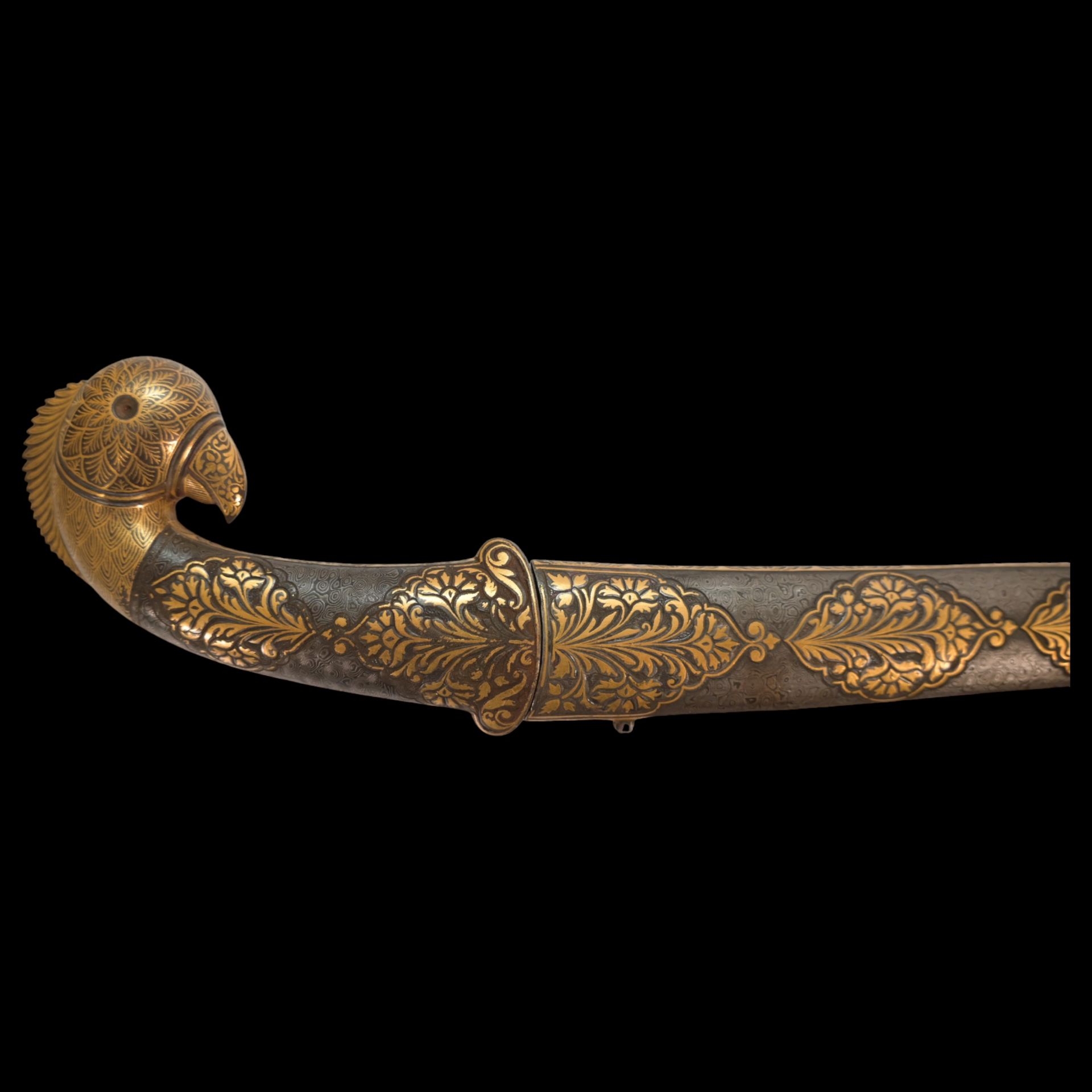 Richly decorated gold kofgari Indian dagger with wootz blade, 19th century. - Bild 4 aus 12