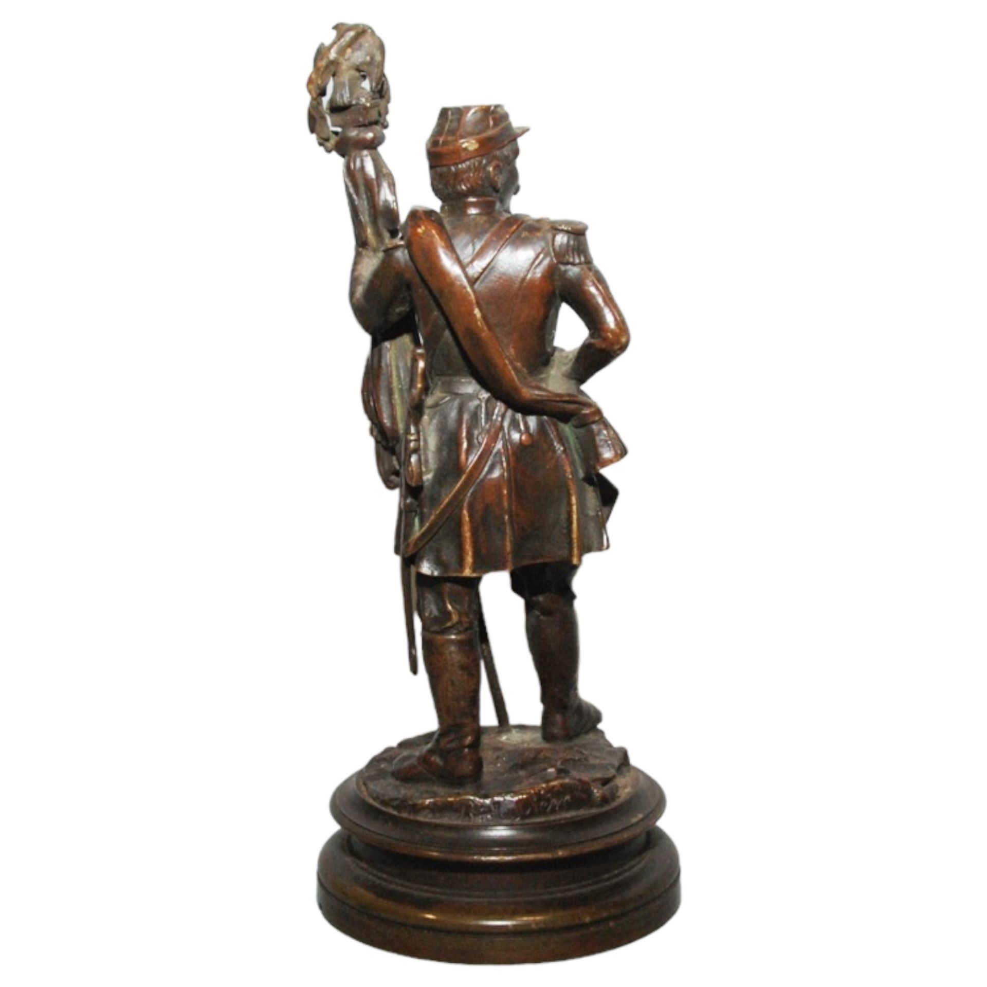 Bronze statuette of a French soldier with a banner by Bouviere - Image 6 of 6