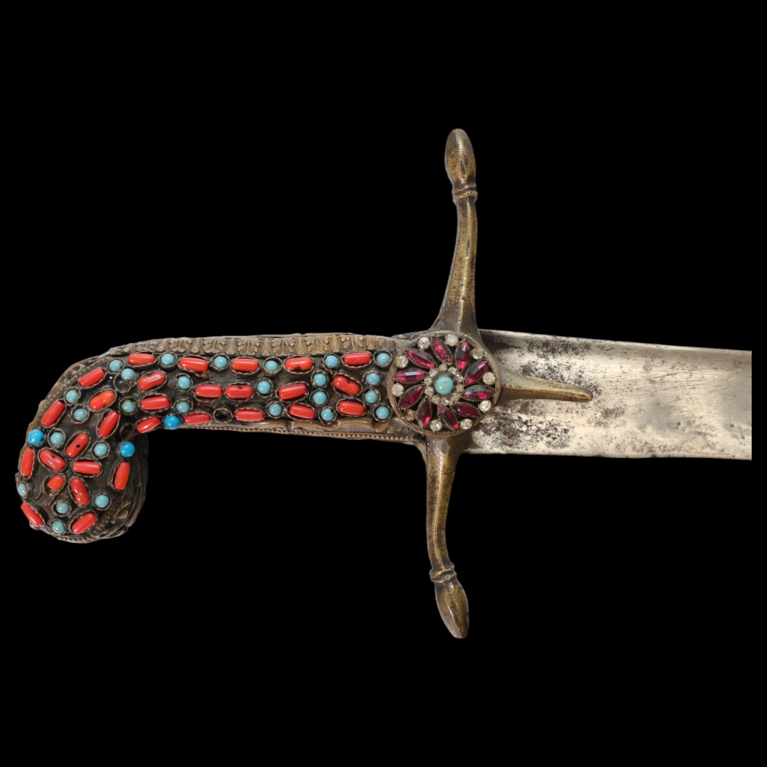 Rare Ottoman sword, Kilij, Pala, decorated with corals and turquoise, Turkey, Trabzon, around 1800. - Image 4 of 31