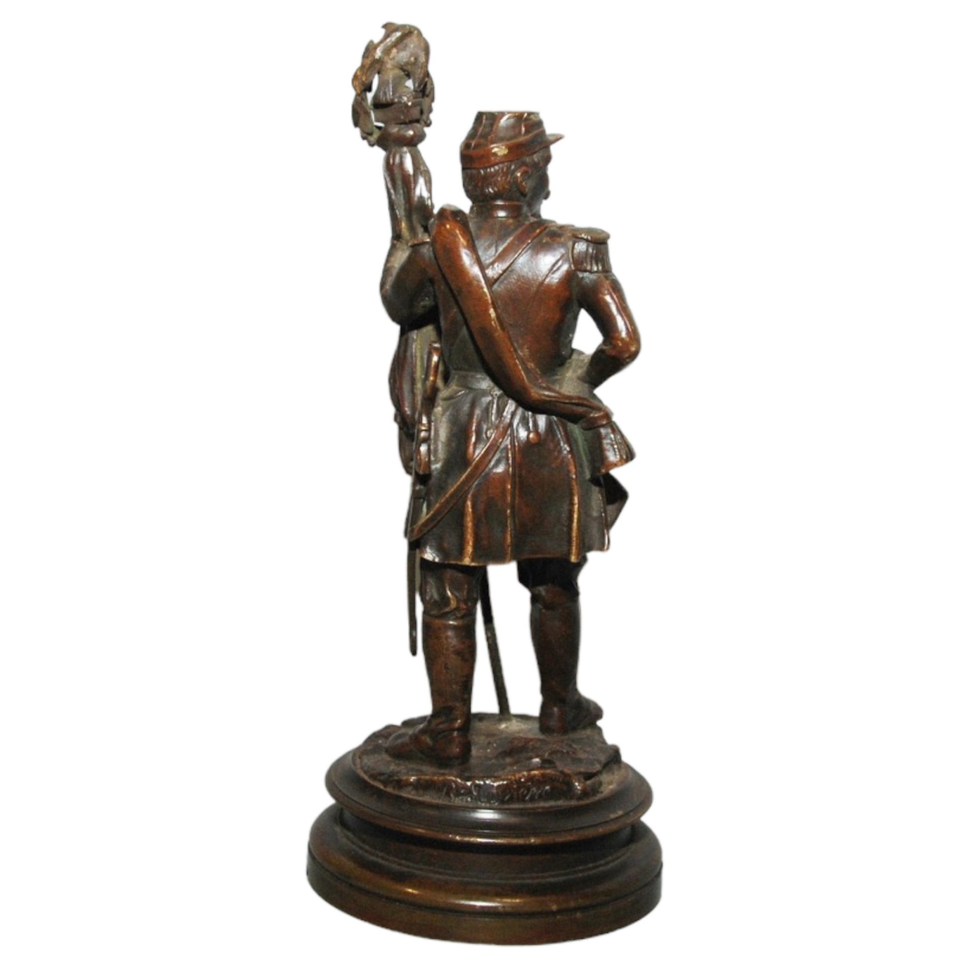 Bronze statuette of a French soldier with a banner by Bouviere - Image 5 of 6