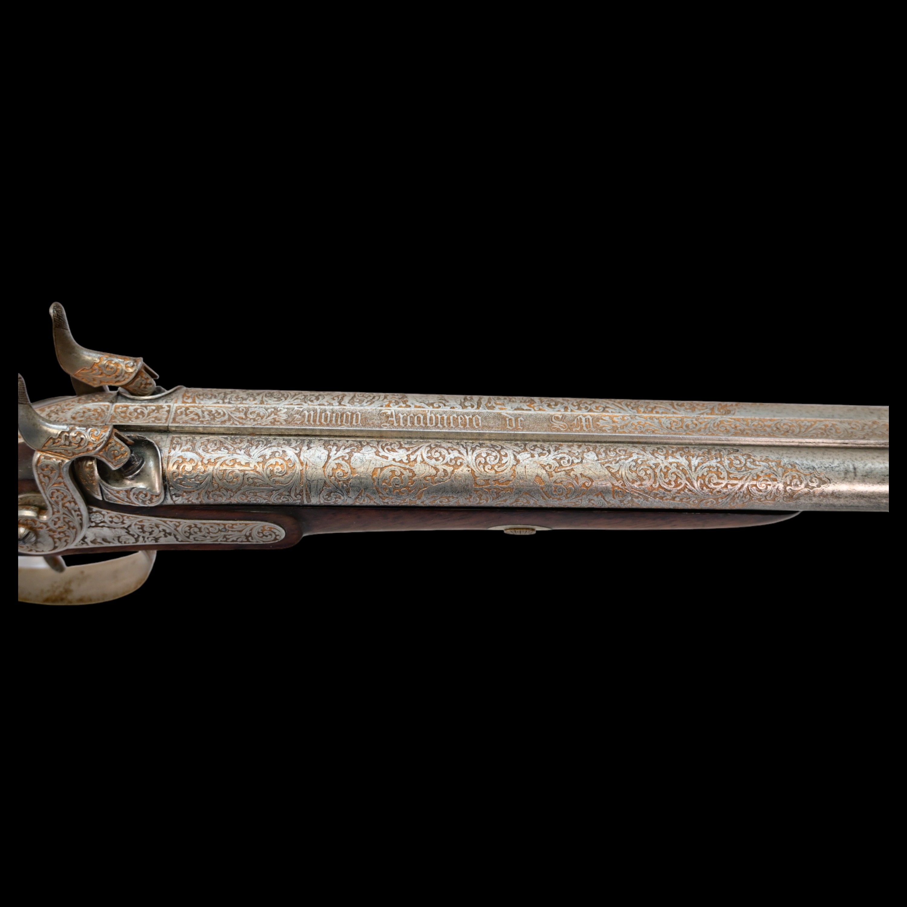 Rare Double-barrel percussion shotgun, Eusebio Zuloaga, royal gunsmith, Spain, mid-19th century. - Image 15 of 26