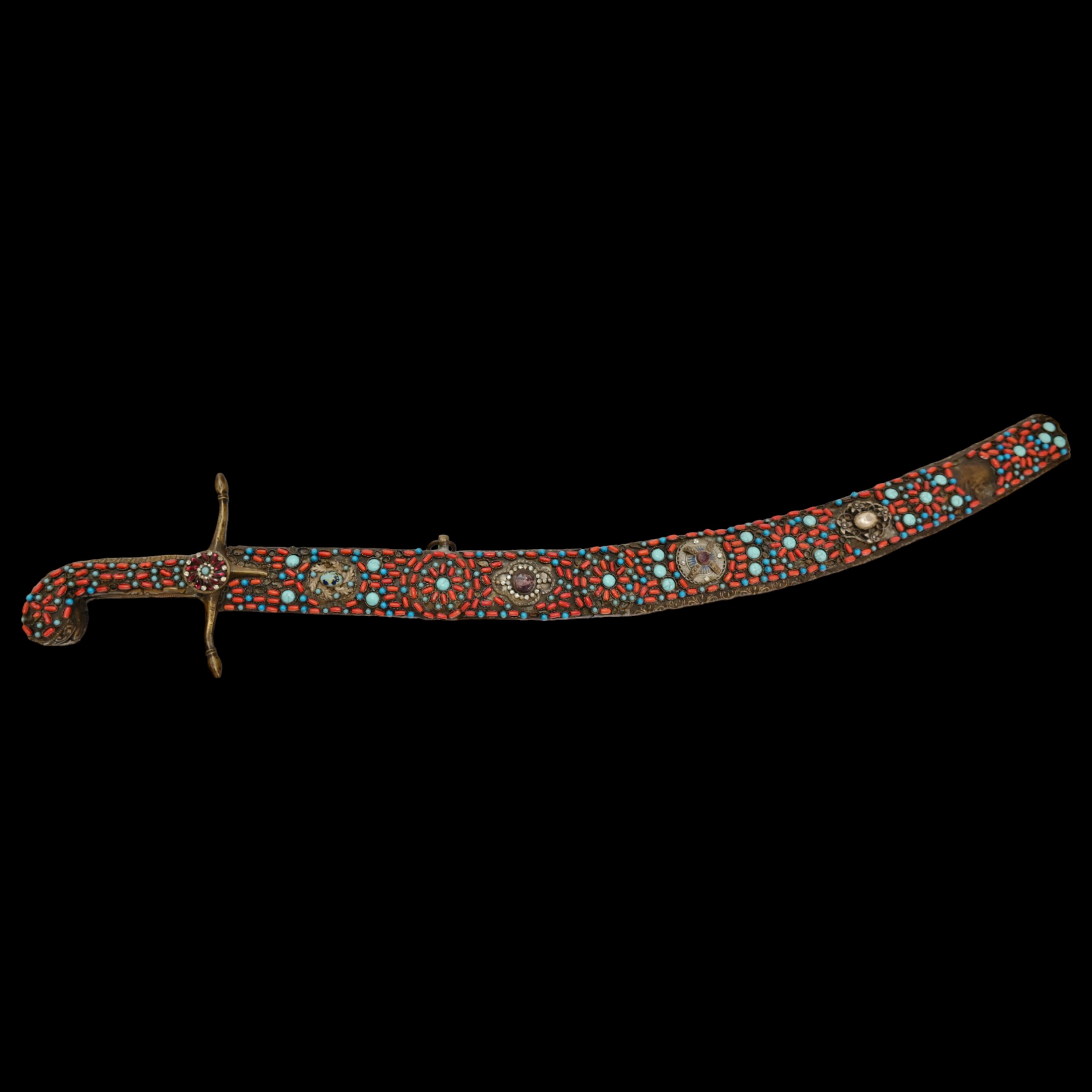 Rare Ottoman sword, Kilij, Pala, decorated with corals and turquoise, Turkey, Trabzon, around 1800. - Image 17 of 31
