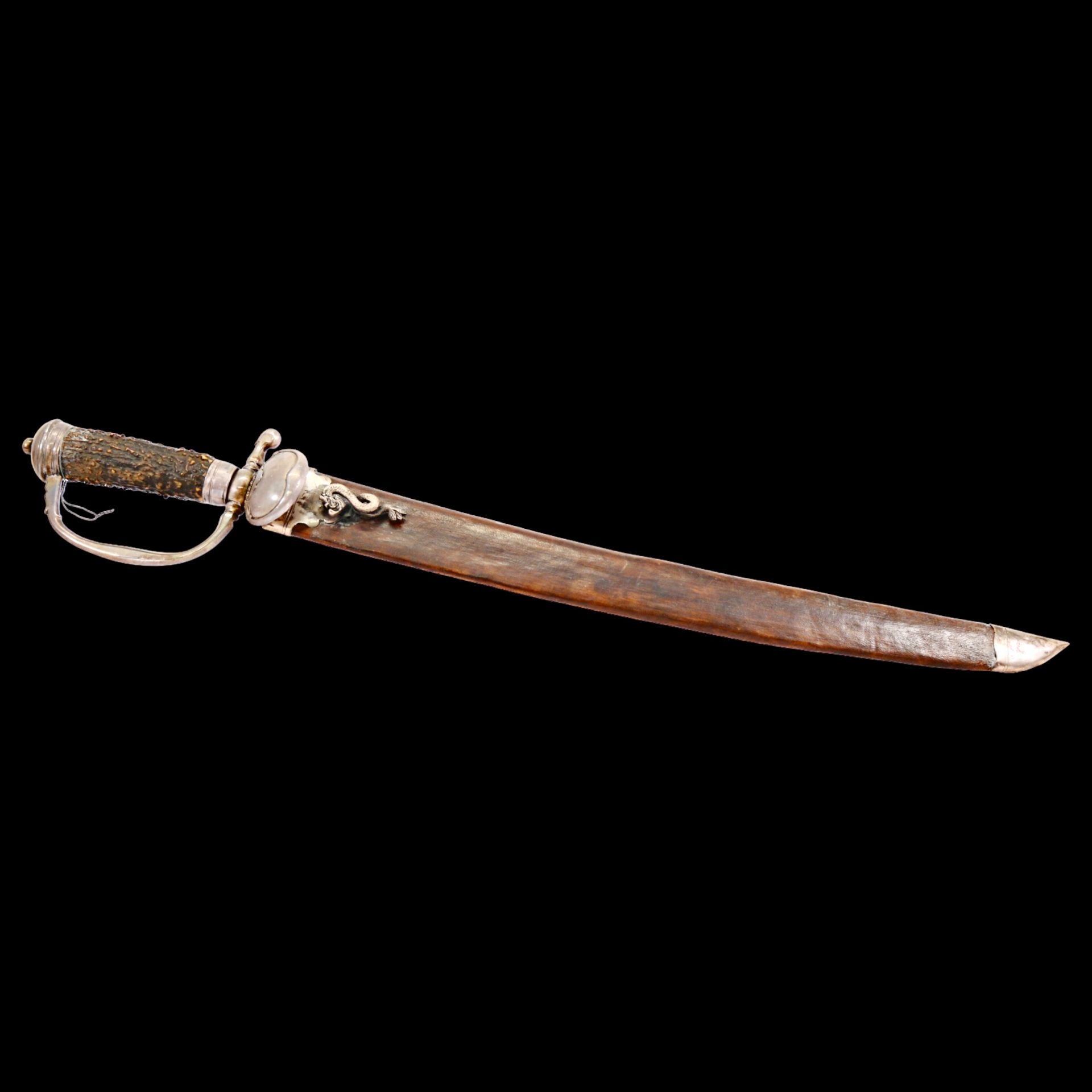 RARE FRENCH HUNTING SABER, CURVED BLADE WITH SILVER HANDLE 19TH C. - Bild 2 aus 19