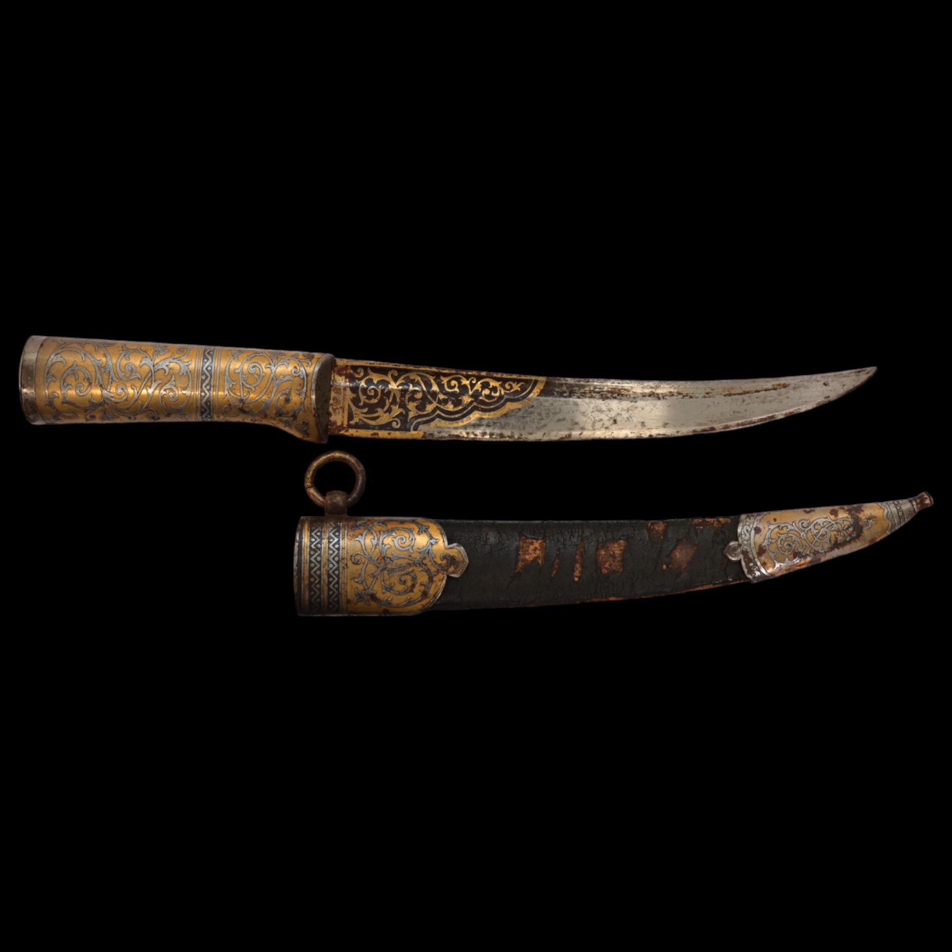 RARE HUNTING KNIFE, DECORATED WITH GOLD AND BLUE, RUSSIAN EMPIRE, ZLATOUST, 1889. - Image 17 of 26