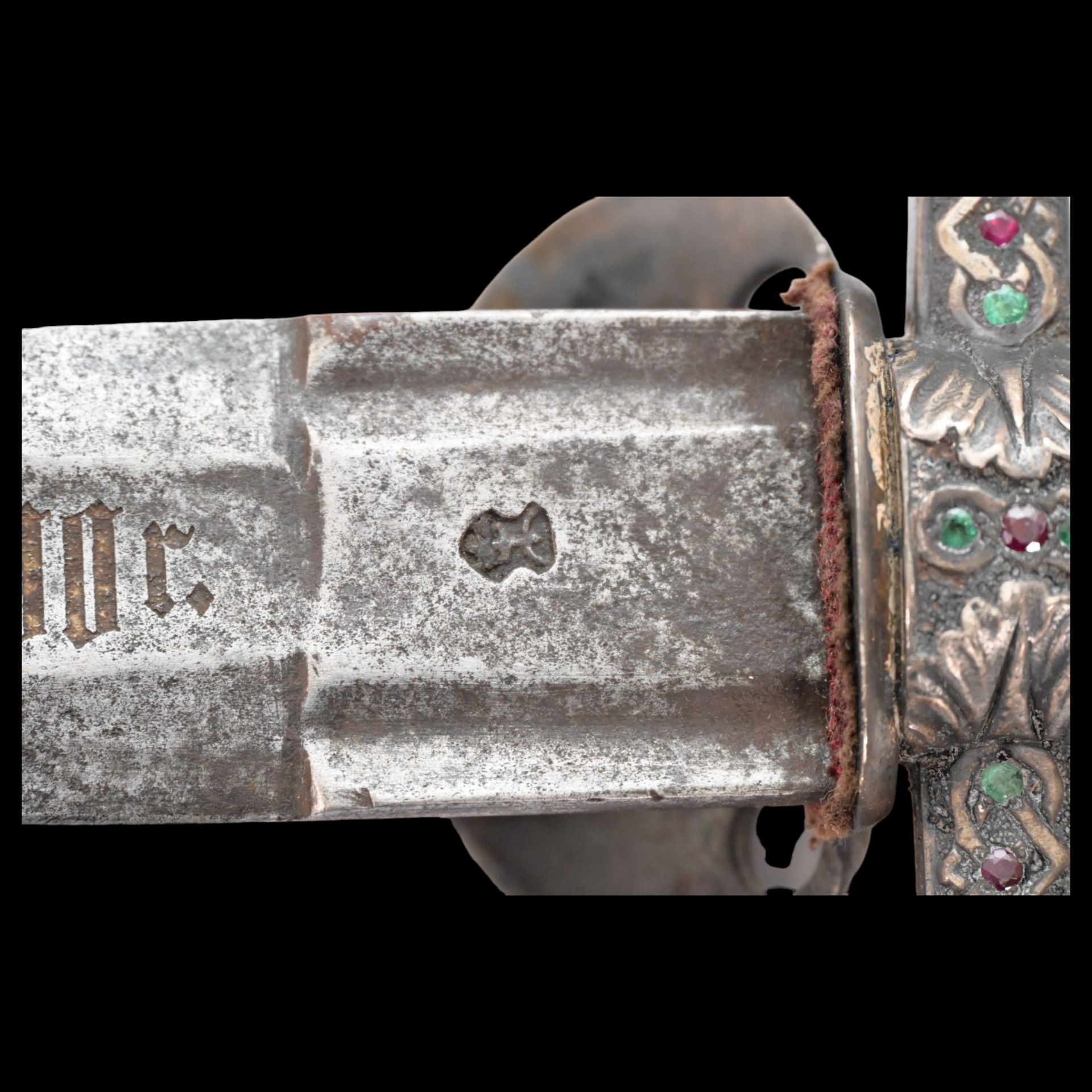 Rare hunting dagger, silver plated, gilding, precious stones, Russian Empire, 1890. - Image 15 of 29
