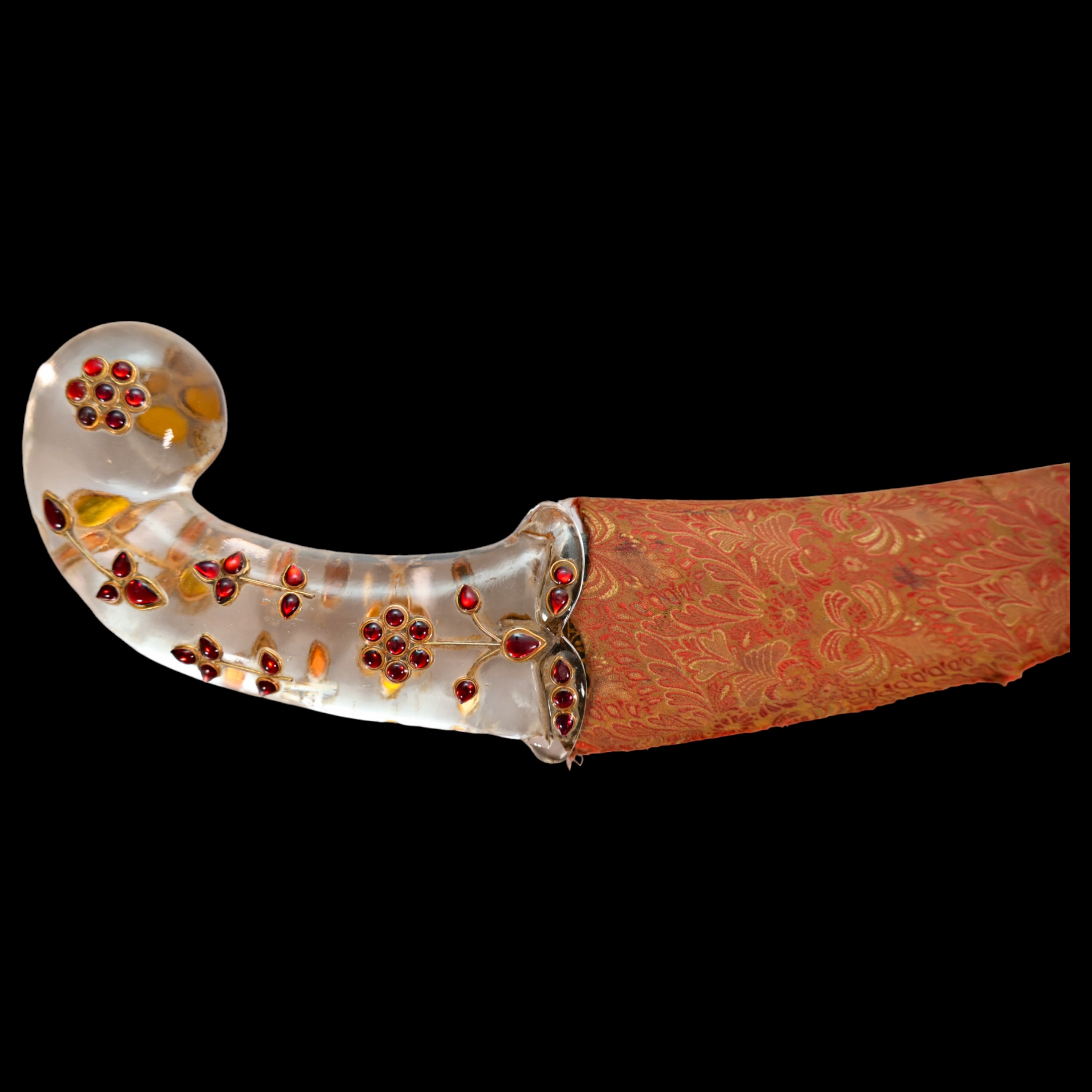 A Rare Mughal gem-set rock crystal hilted dagger with scabbard, India, 18th century. - Bild 6 aus 13