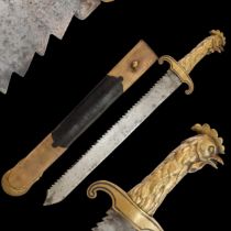 A very rare sapper sword with scabbard, saw and mark on the blade, France, circa 1800.