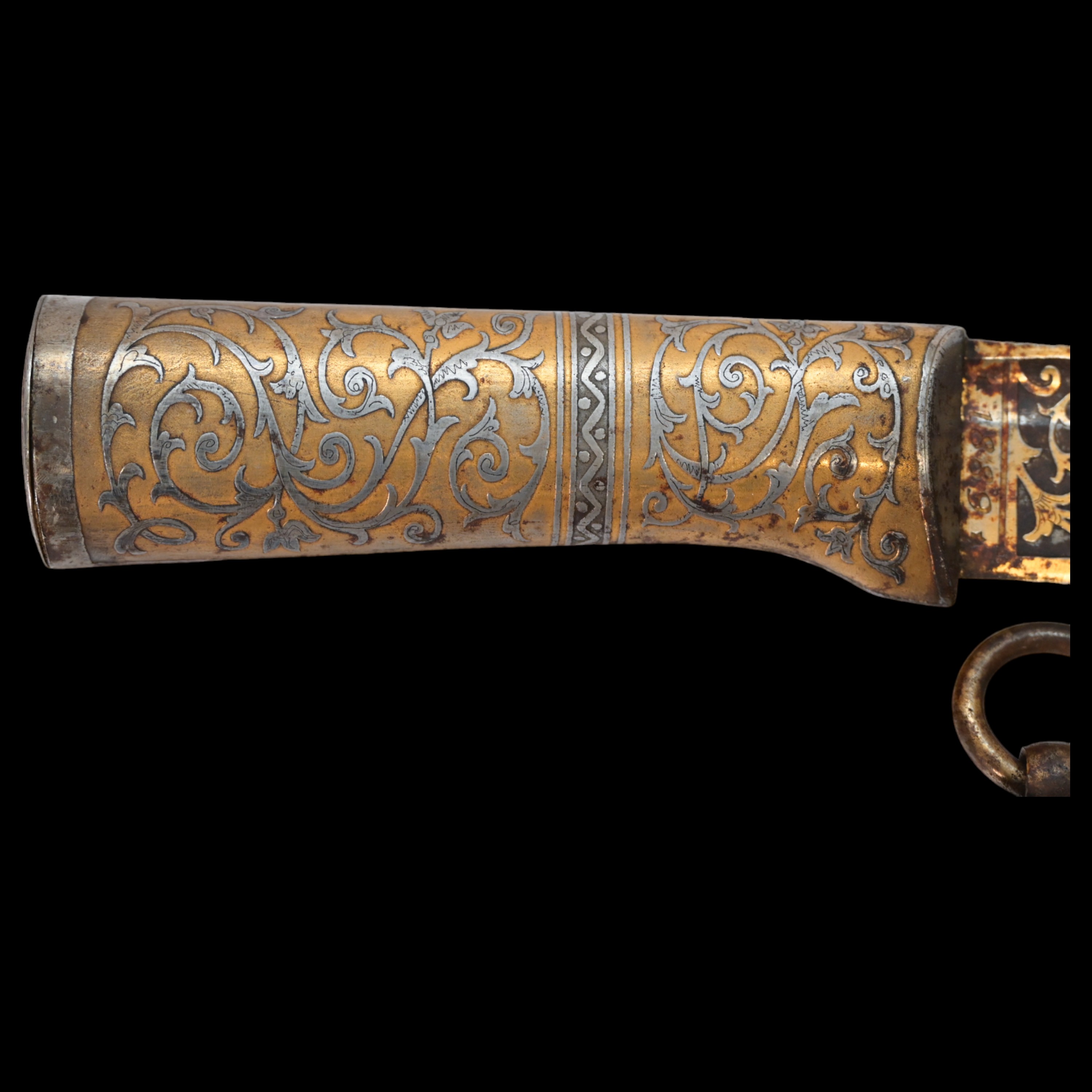RARE HUNTING KNIFE, DECORATED WITH GOLD AND BLUE, RUSSIAN EMPIRE, ZLATOUST, 1889. - Image 4 of 26